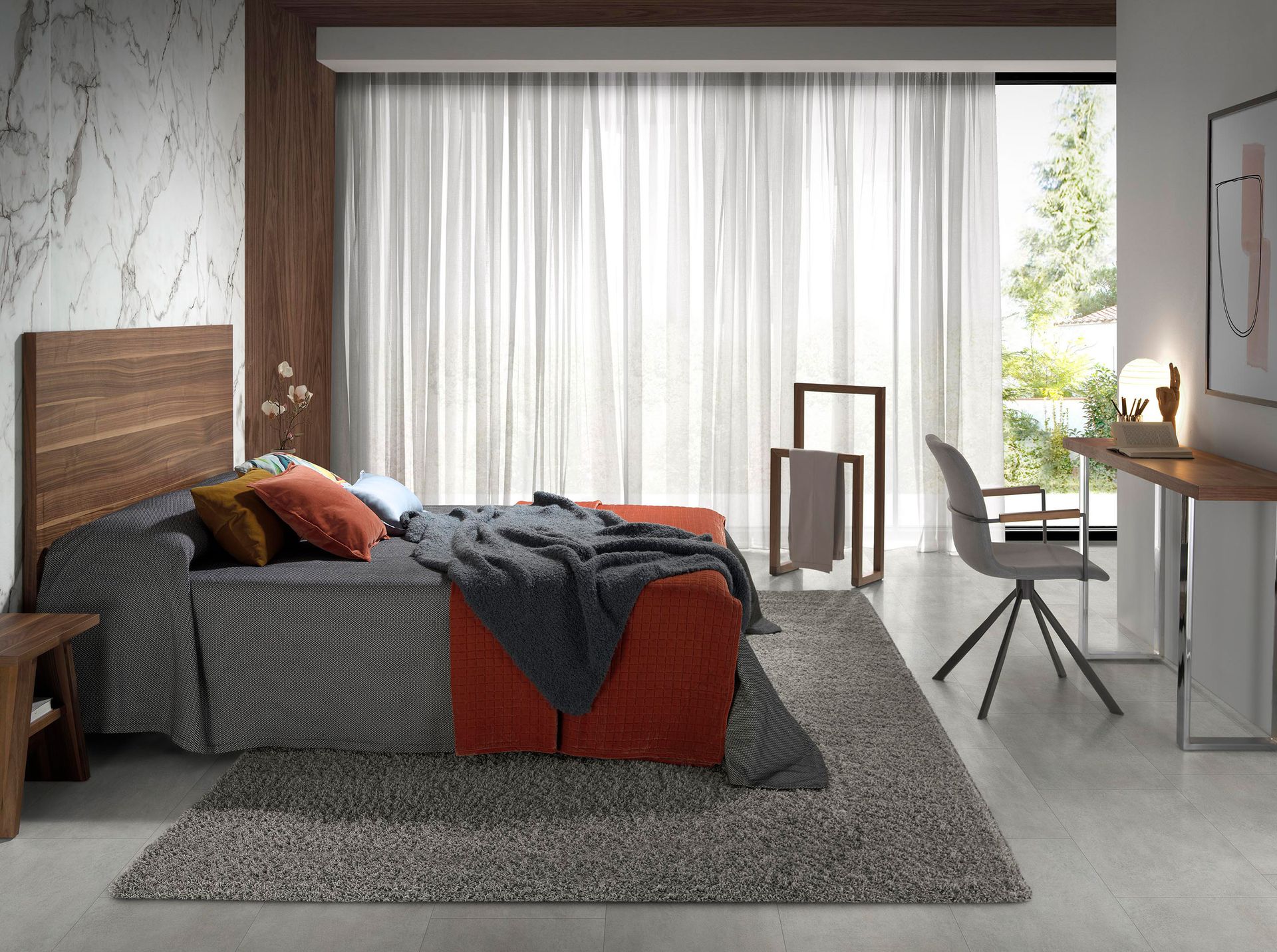 Dining chair with armrests Textile Grey