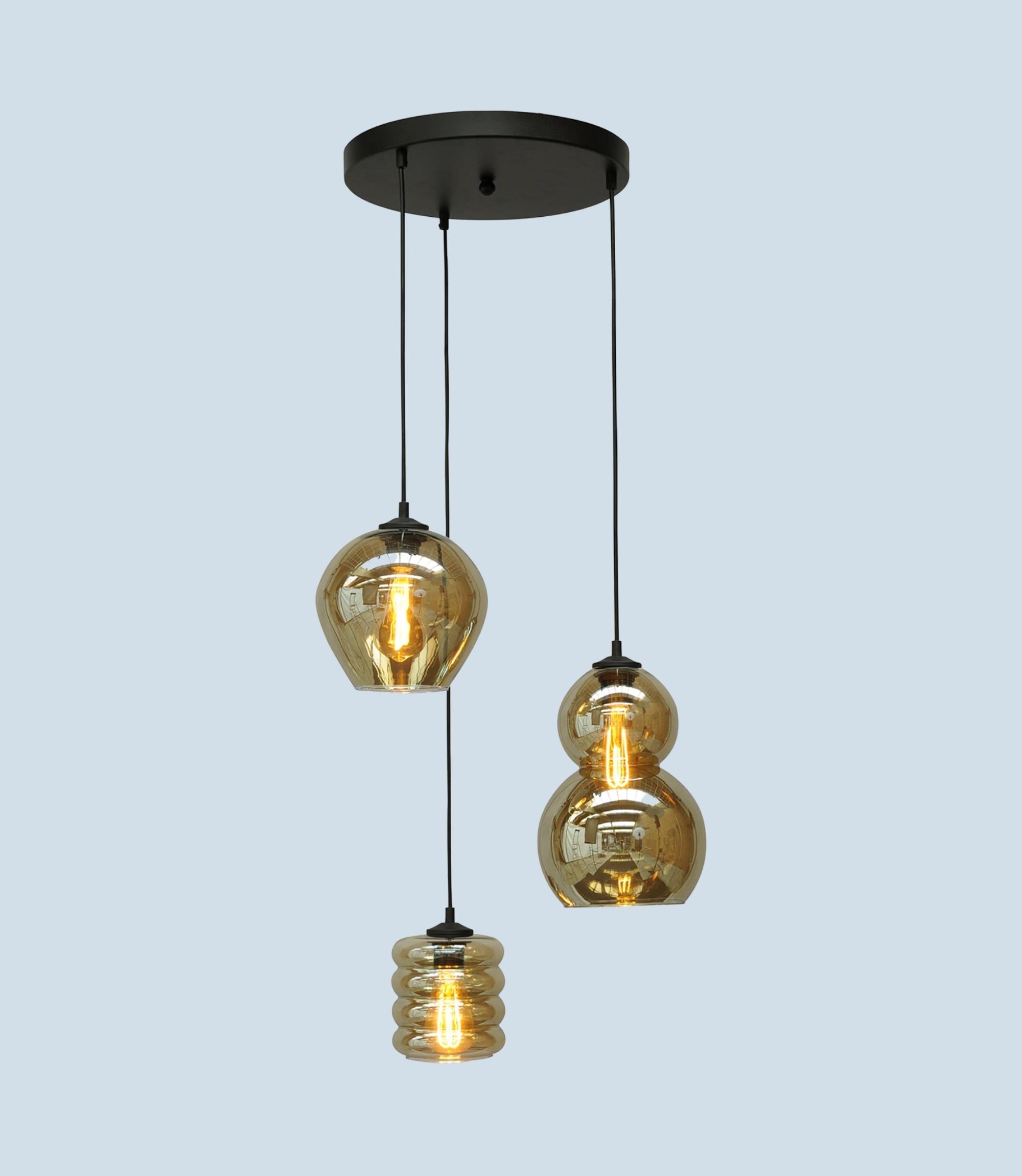 Rauchglas Pendelleuchte 3-Flammig