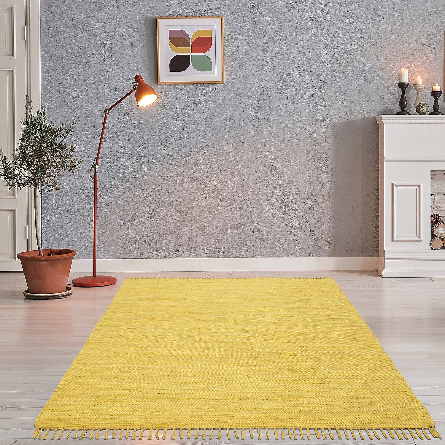 Happy Cotton Teppich Baumwolle Gelb 70 x 140 cm