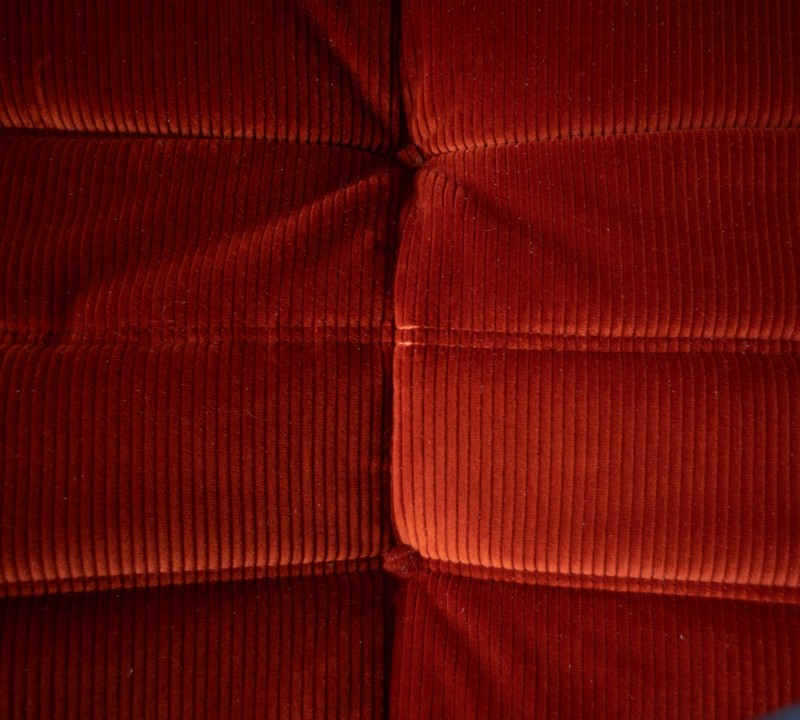 Togo Armchair and Ottoman Set Cord Amber Orange