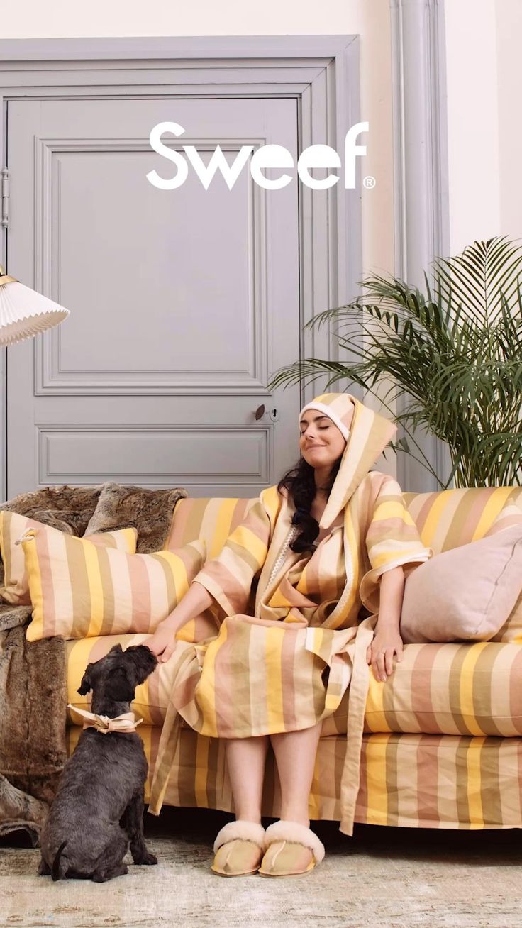Lejonet Sofa 2,5-Sitzer Leinen Gestreift ohne Pouf