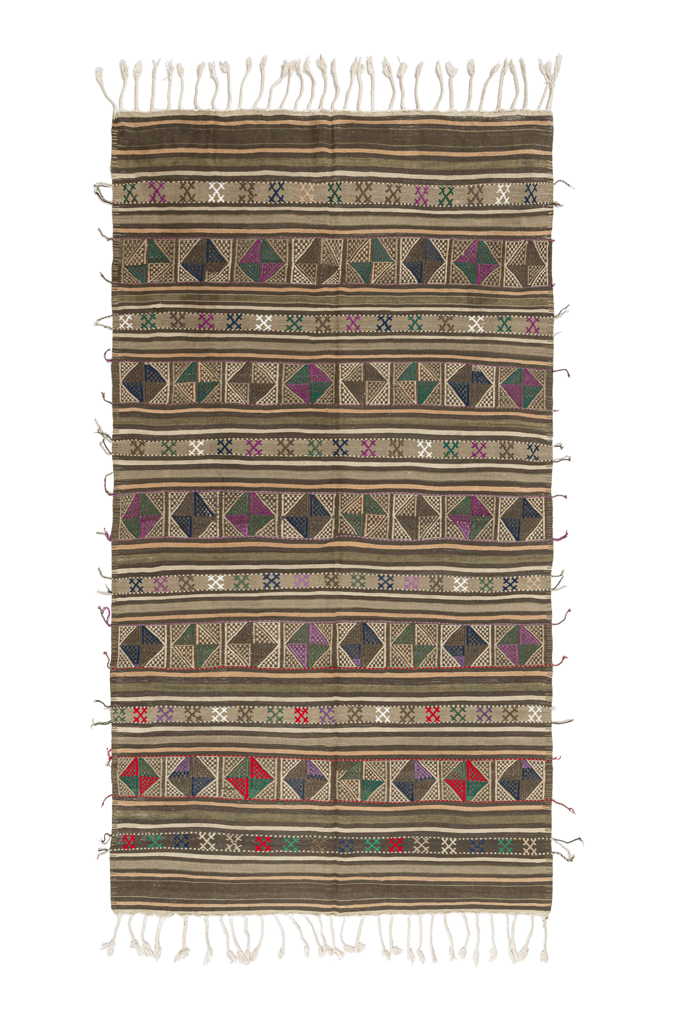 Vintage Kilim Teppich Wolle Mehrfarbig