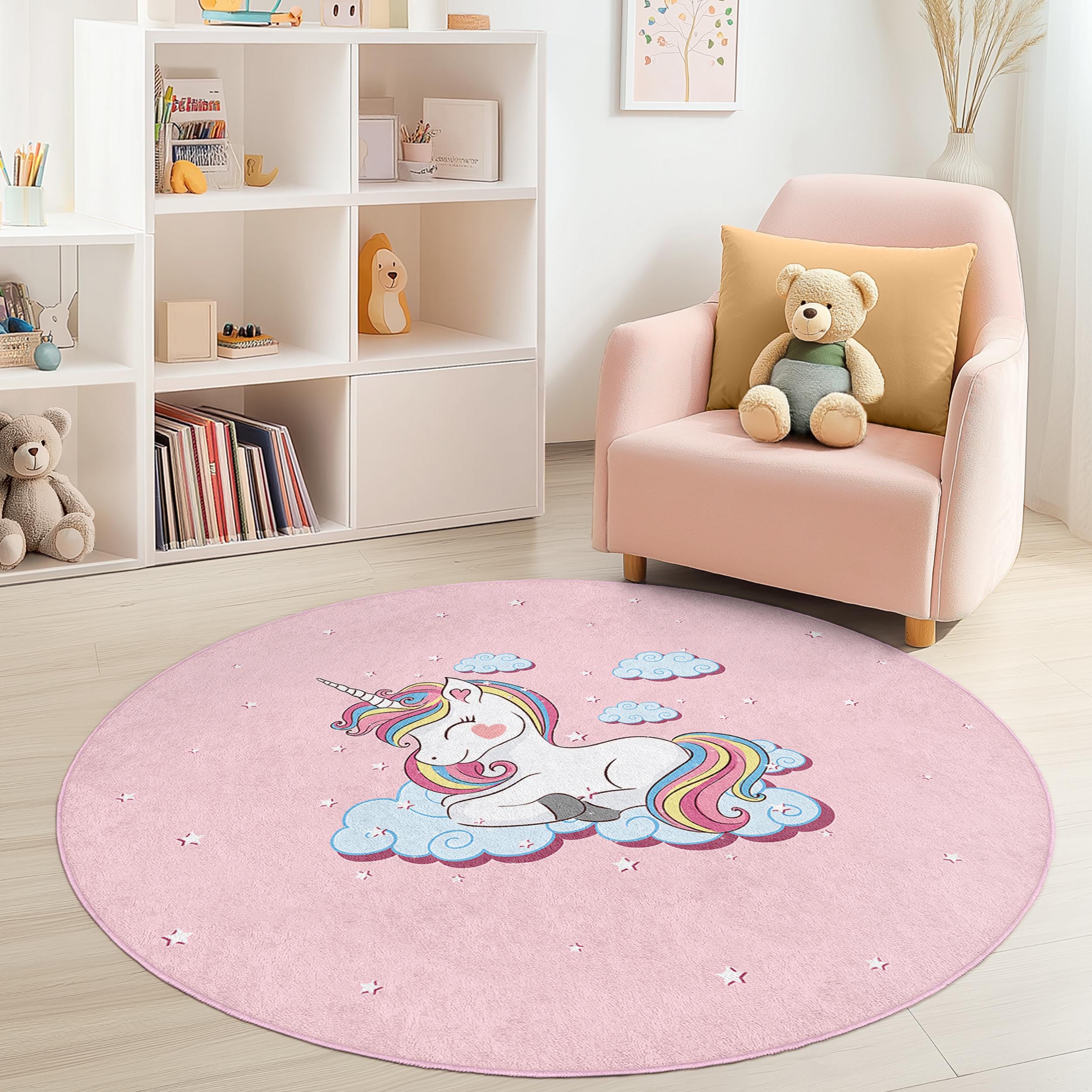 Unicorn Children's Rug Multicolored Ø120cm