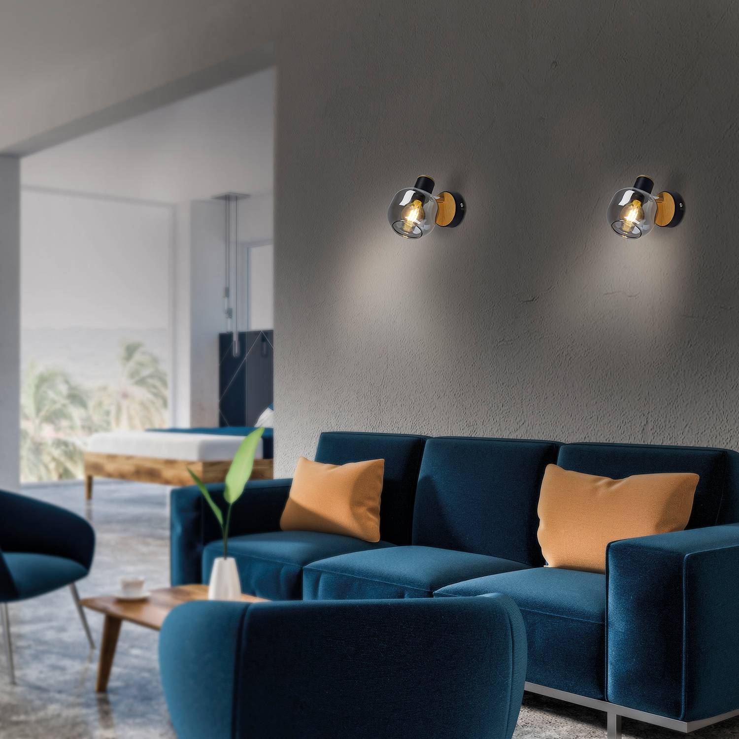 Wall lamp Fumoso Clear glass Aluminum