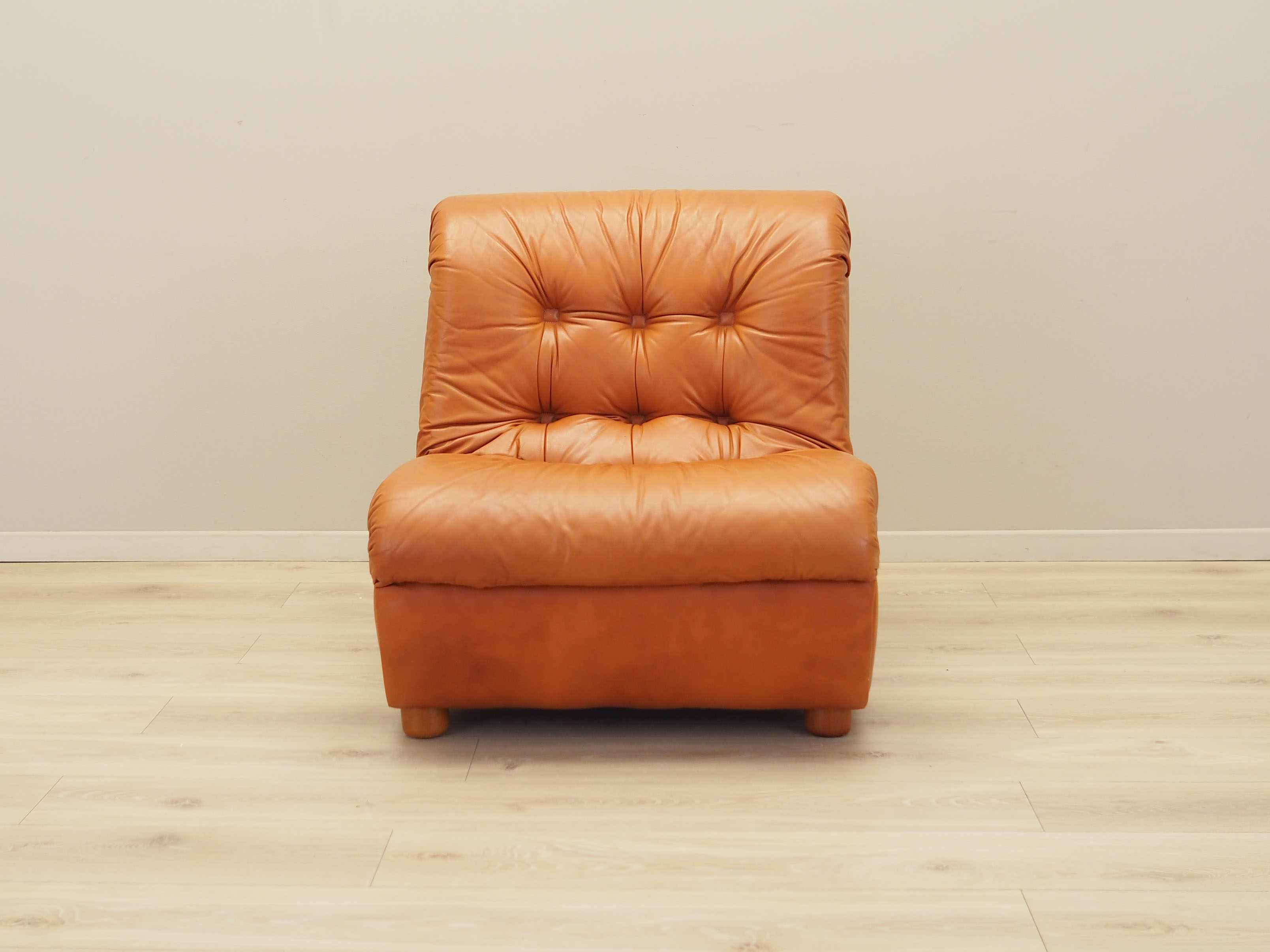 Sessel Leder Braun 1970er Jahre