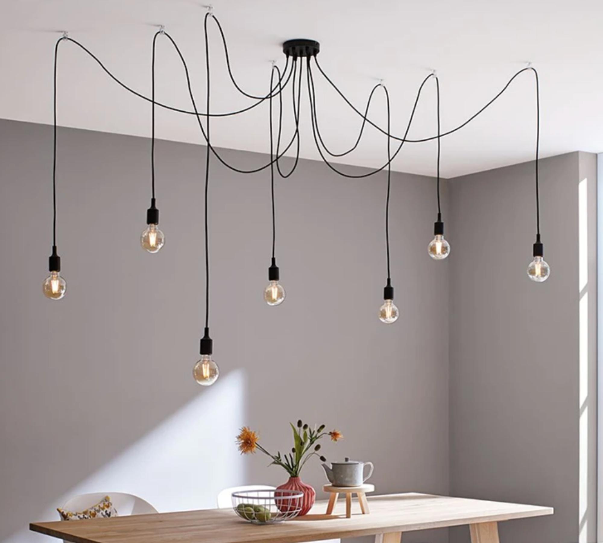 Pendant lamp 7-light aluminum black