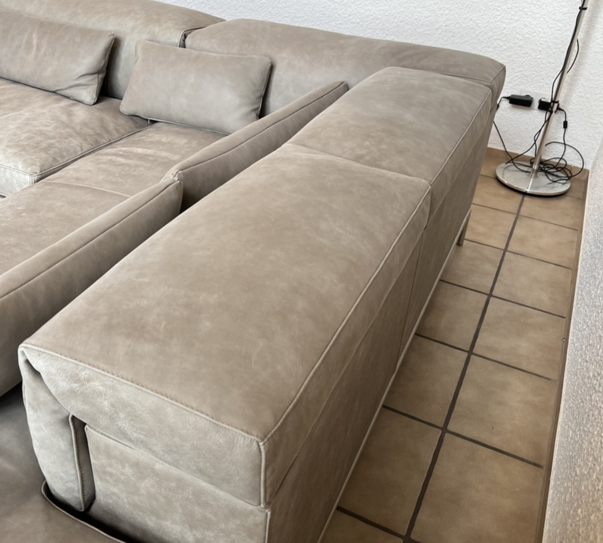 Sofa, Hocker & Pouf Leder Edelstahl Grau