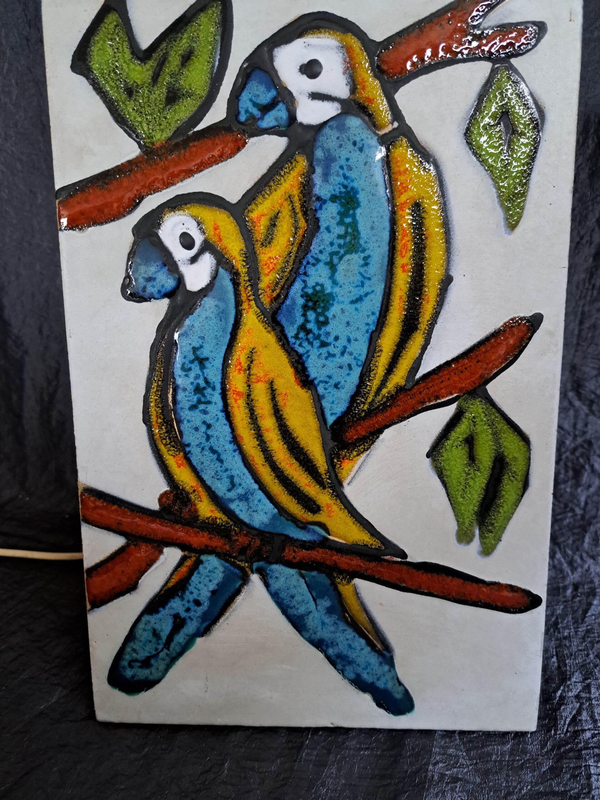 Vintage Wandfliese Keramik Mehrfarbig