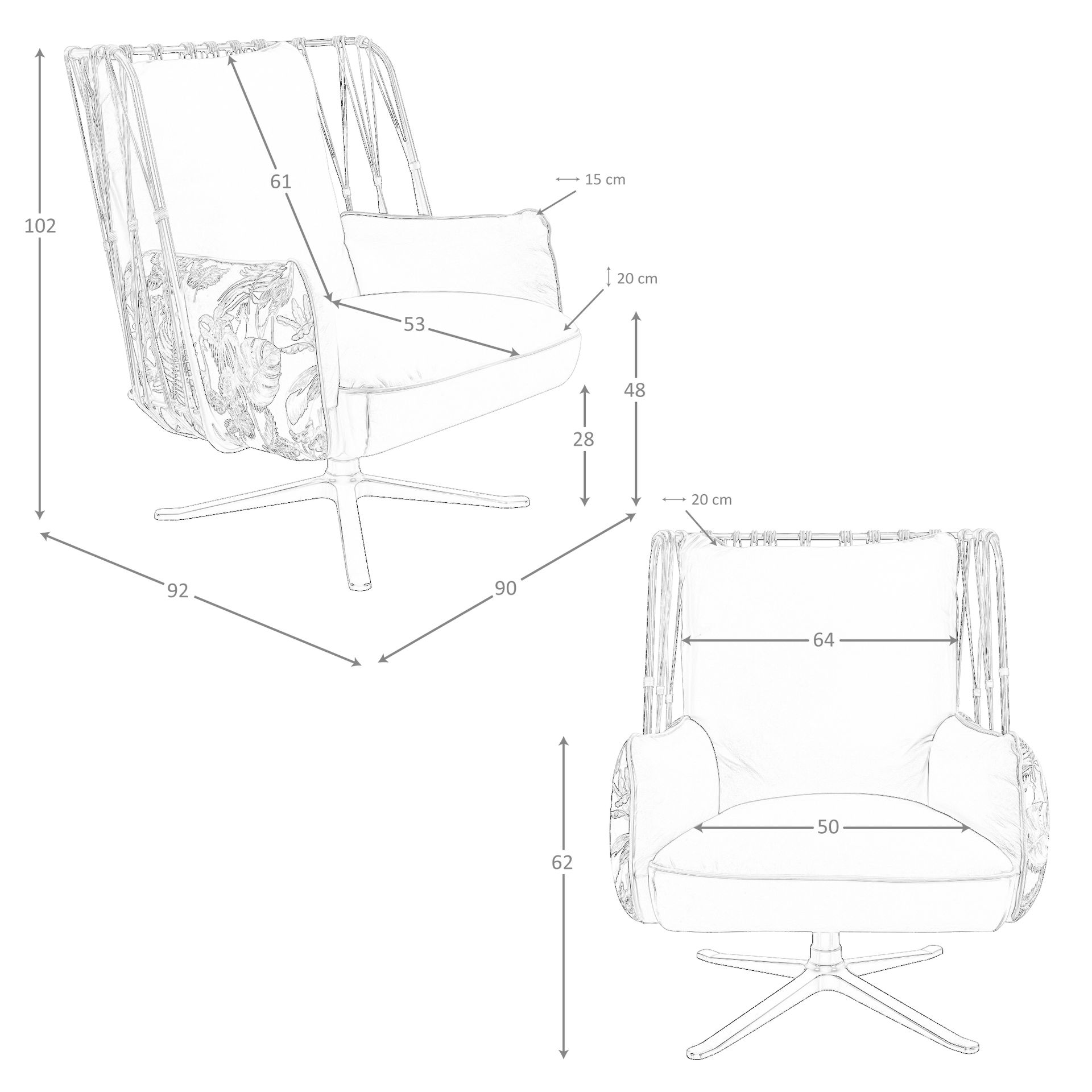 Armchair Swiveling Leather Brown