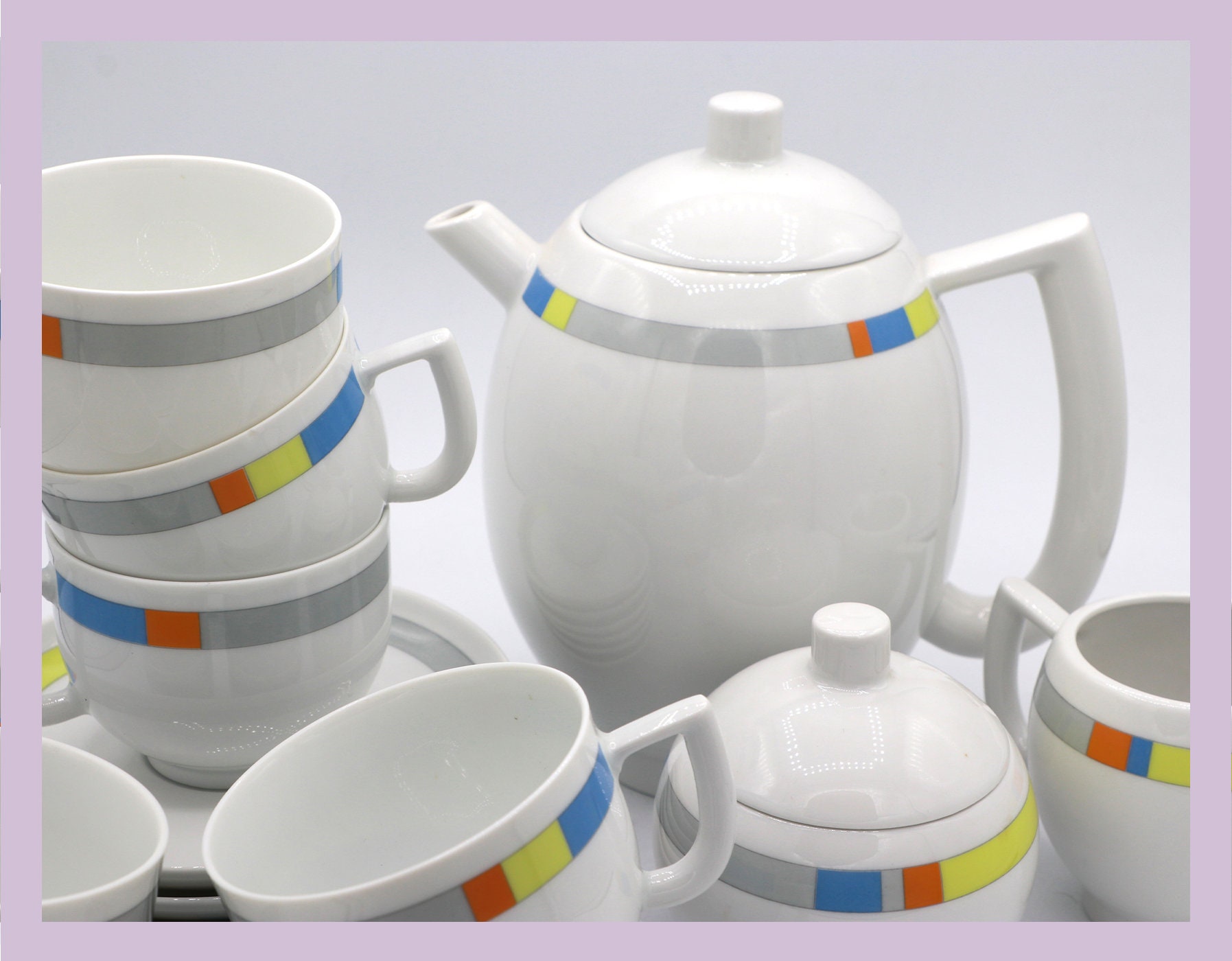 Vintage City Coffee Set Porcelain 1980s