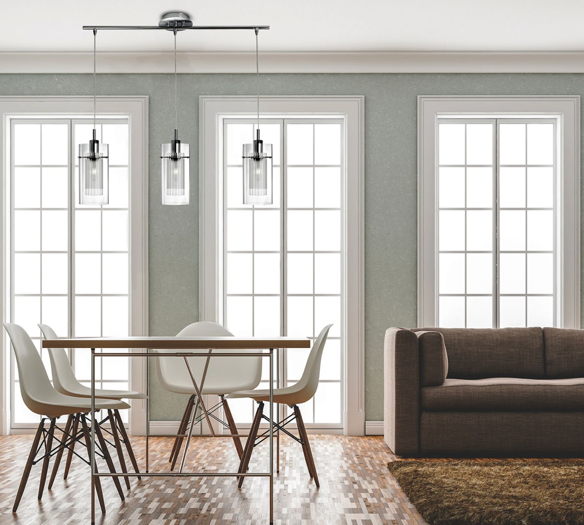 Pendant lamp clear glass 3-light