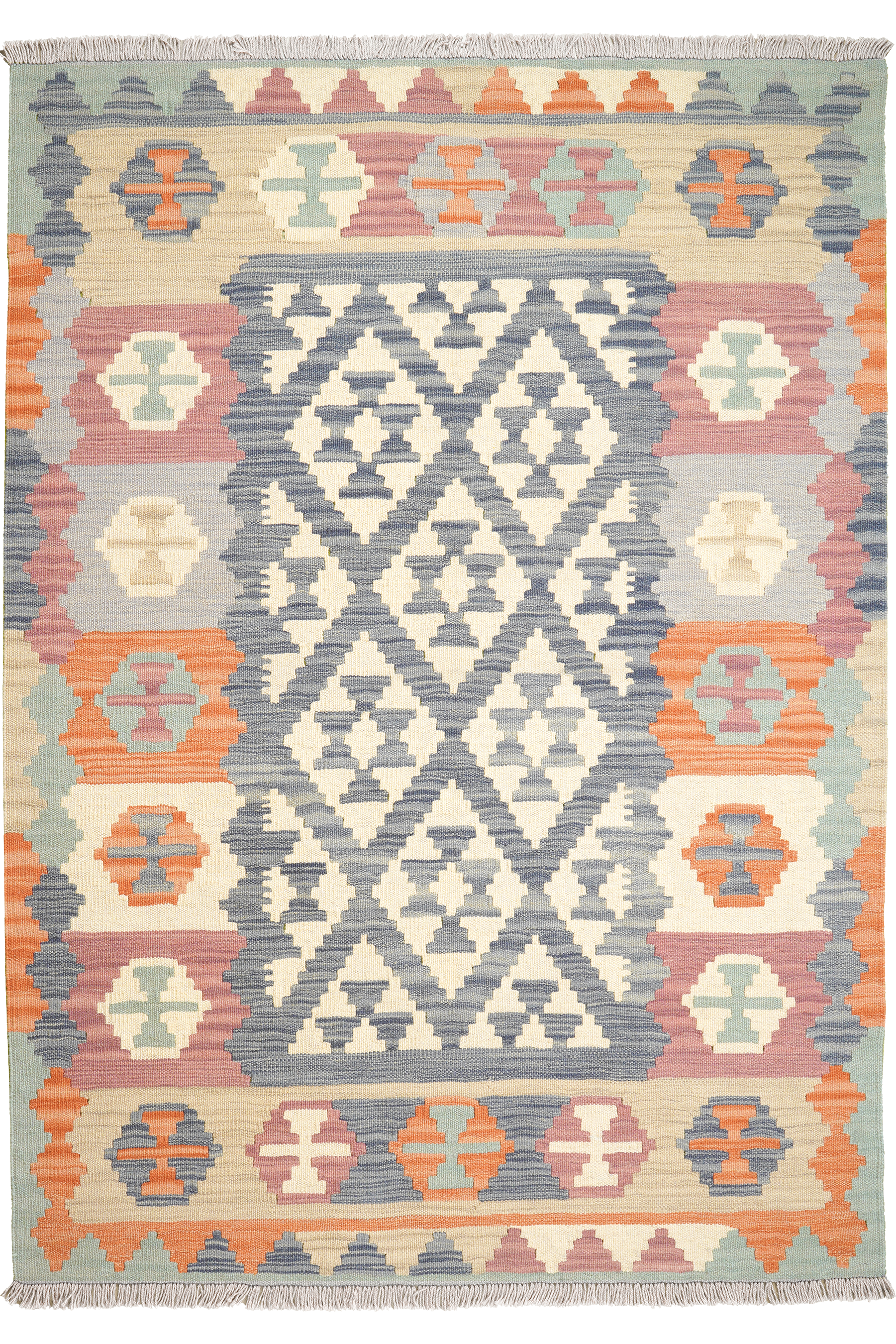 Kelim Gashgai Teppich Wolle Blau