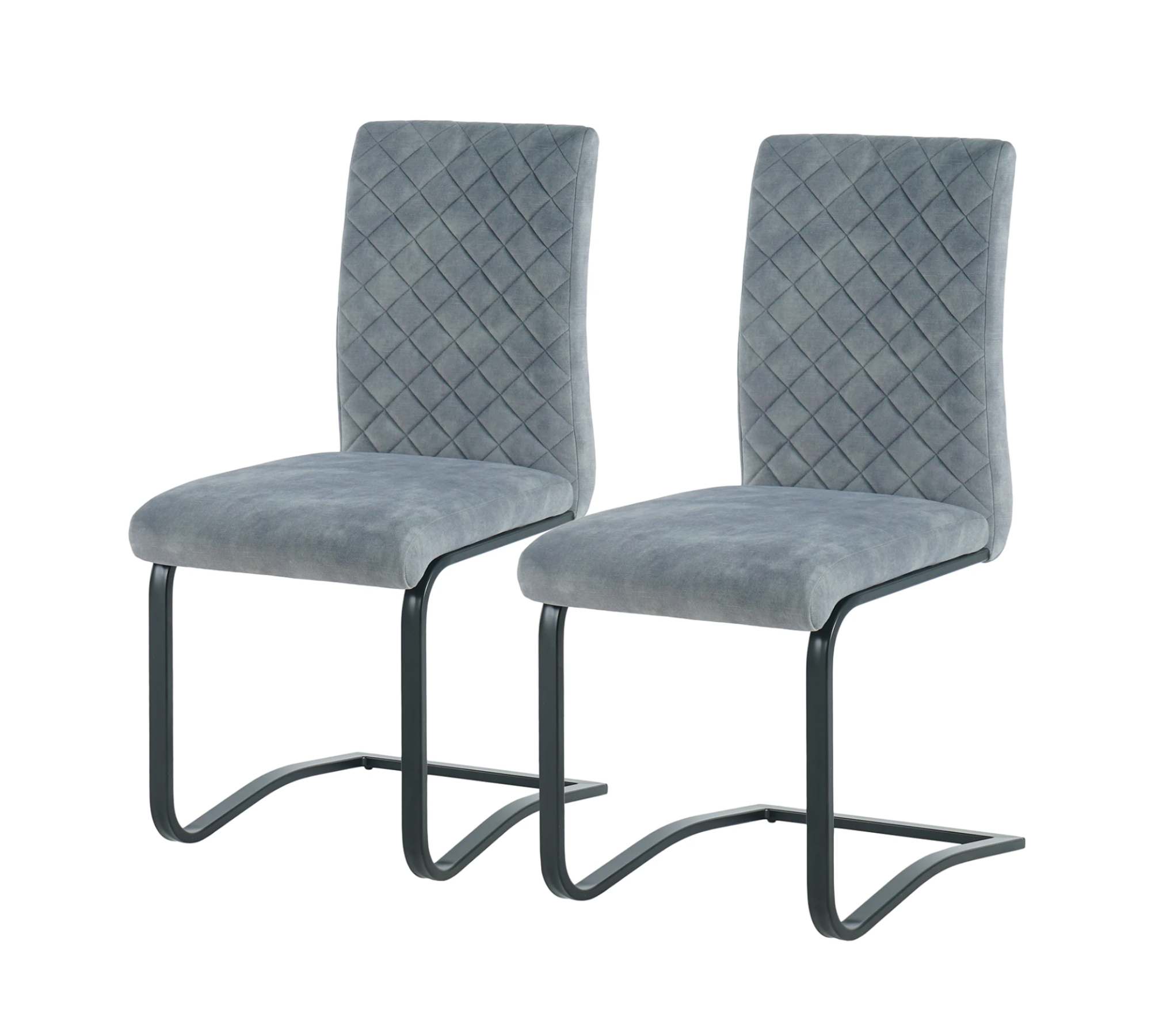 2x Esszimmerstuhl Stoff Stahl Grau