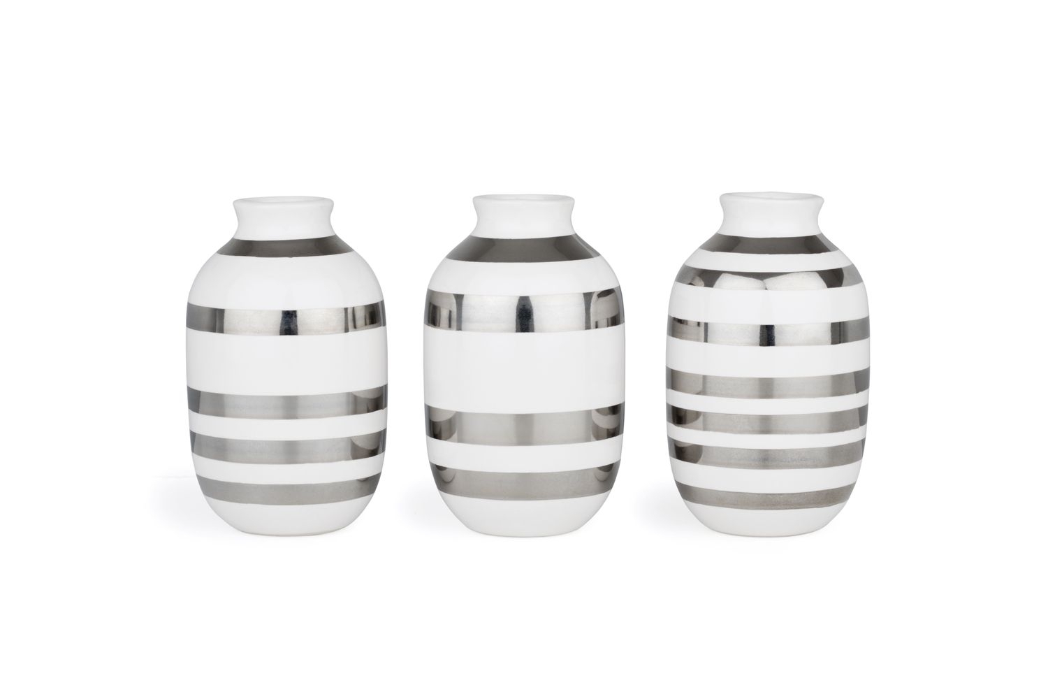 Omaggio Vase-Miniature 3 Piece Set Silver