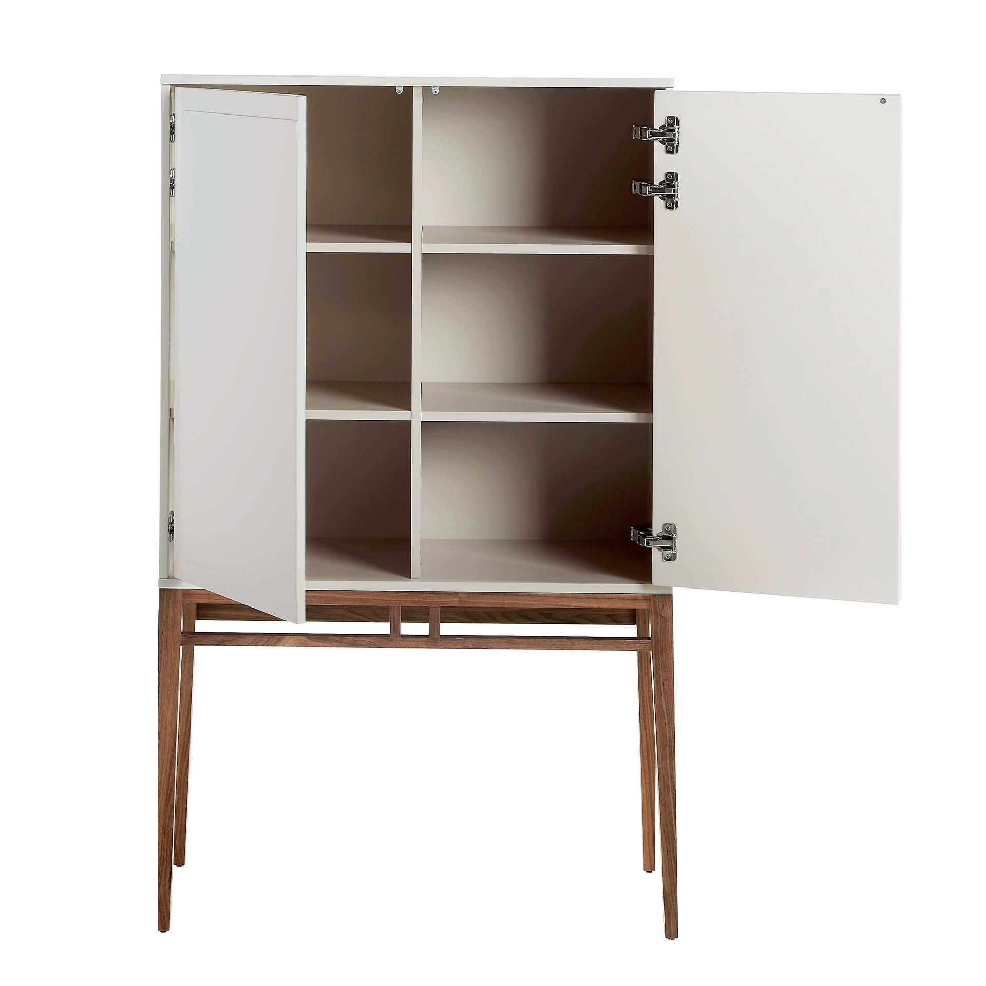 Hohes Sideboard Walnussfurnier Creme