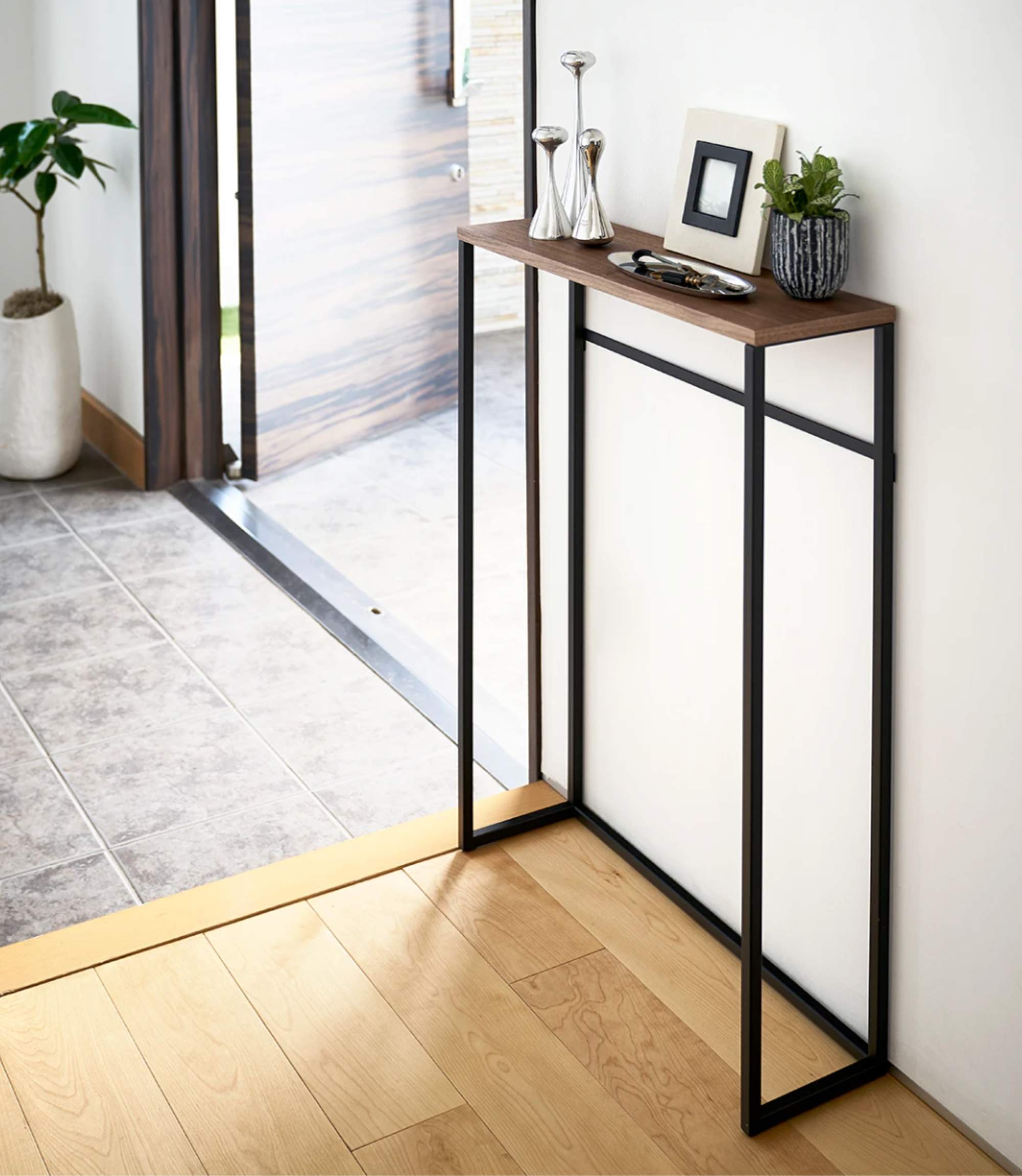 Konsolentisch Massivholz Metall Schwarz