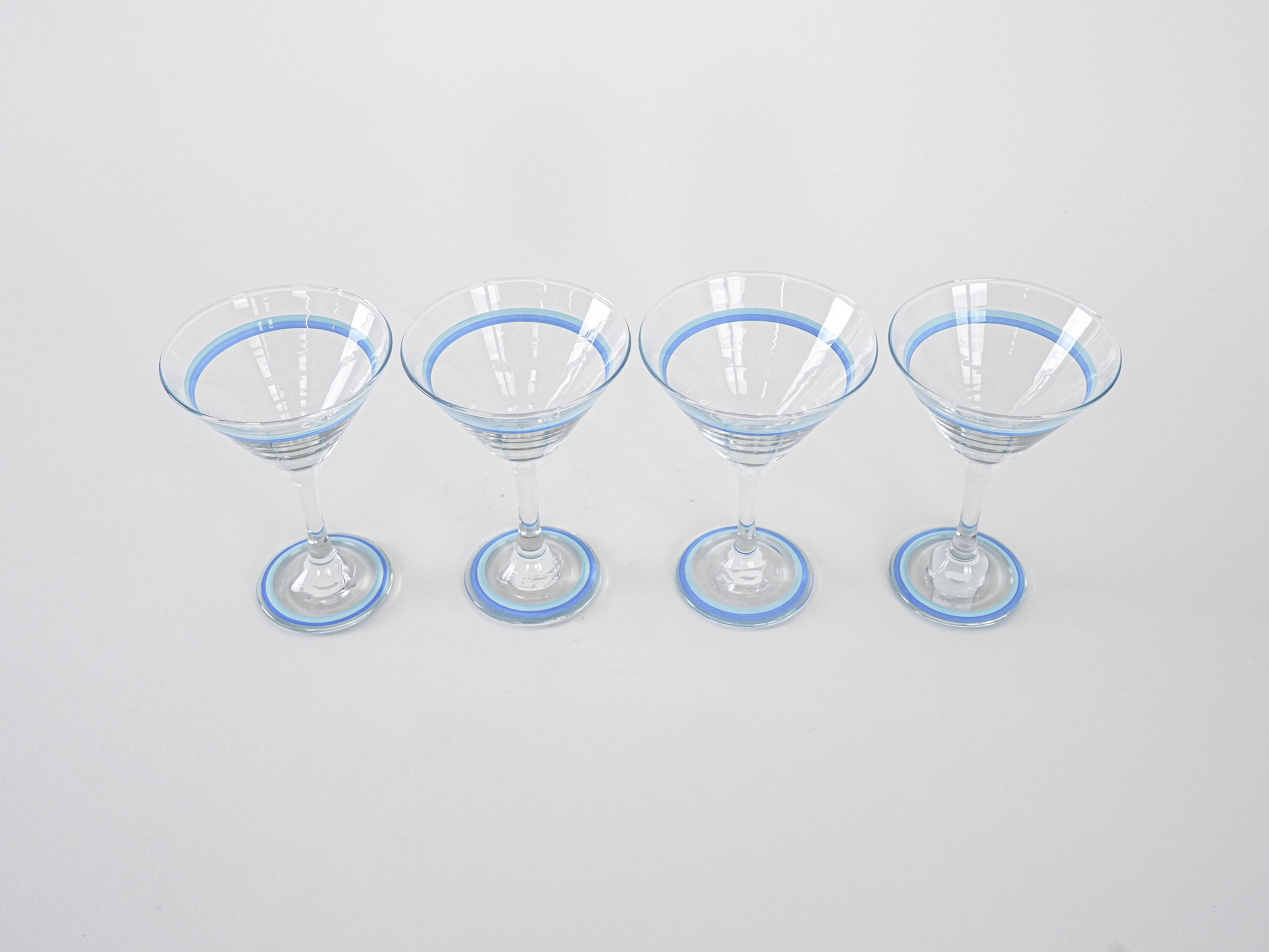 4x Martini Glasses Blue