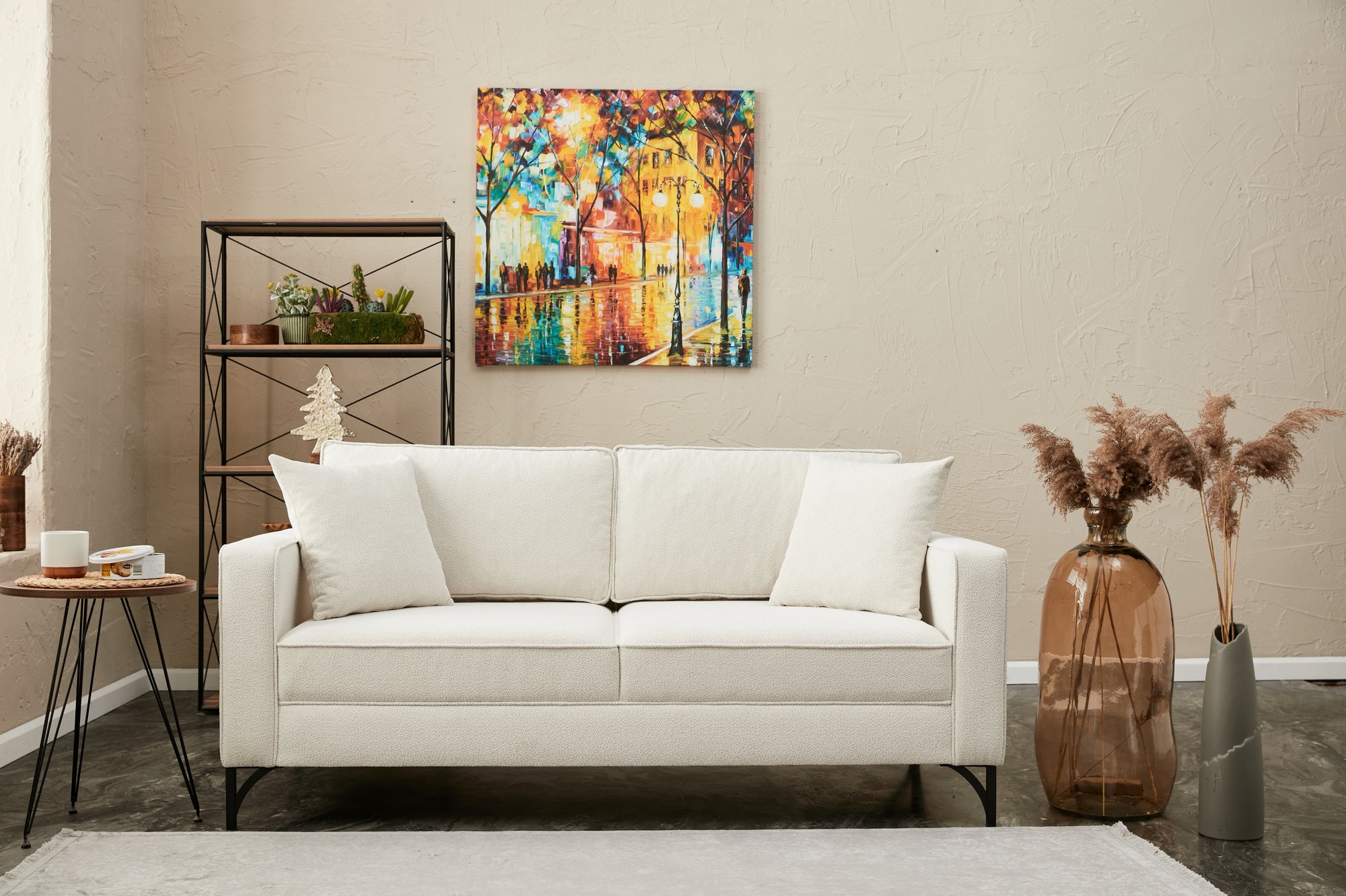 Lima Sofa 2-seater Cream with black legs