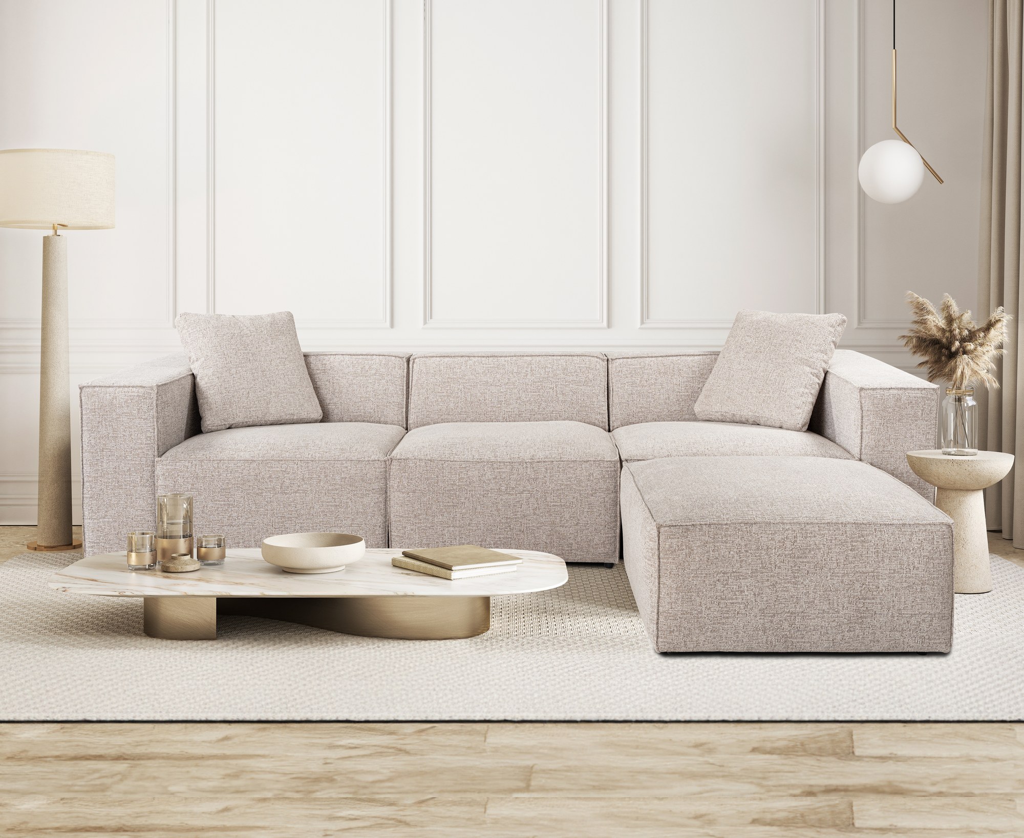 Emma Sofa 3-Sitzer & Fußhocker Mokka