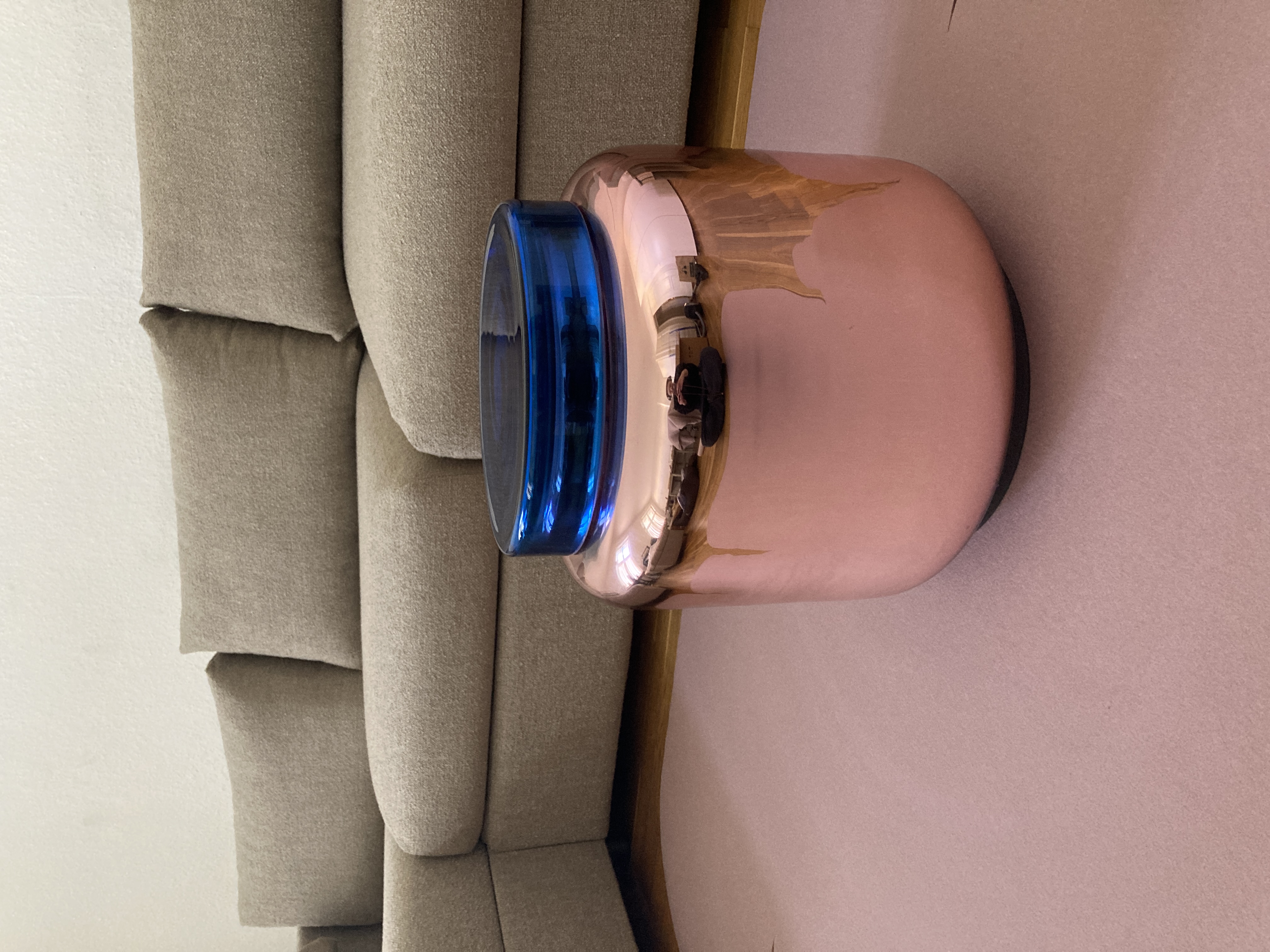 Container Table Glass Old Rose Blue