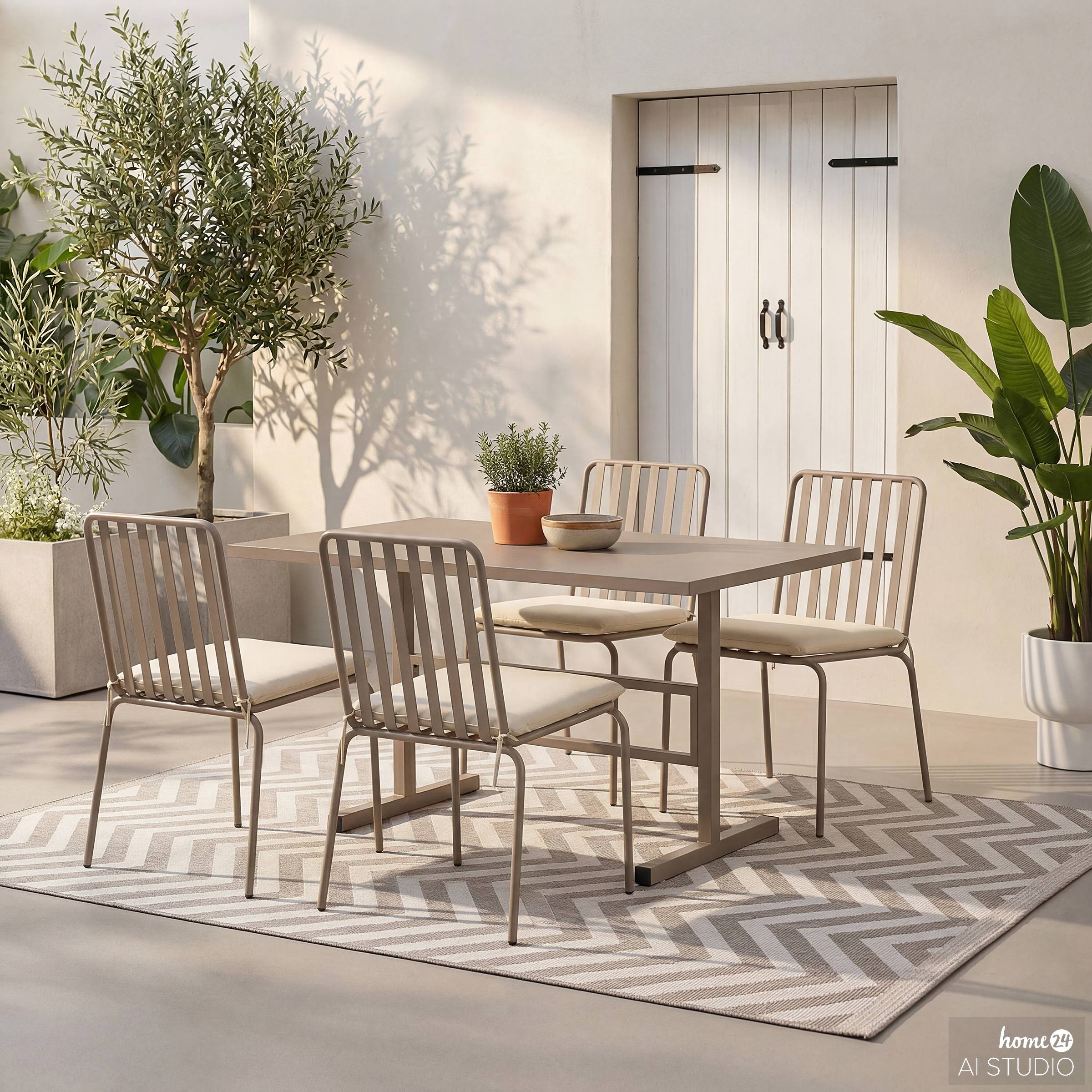Gartenstuhl Kuna 2er Set Stahl Taupe