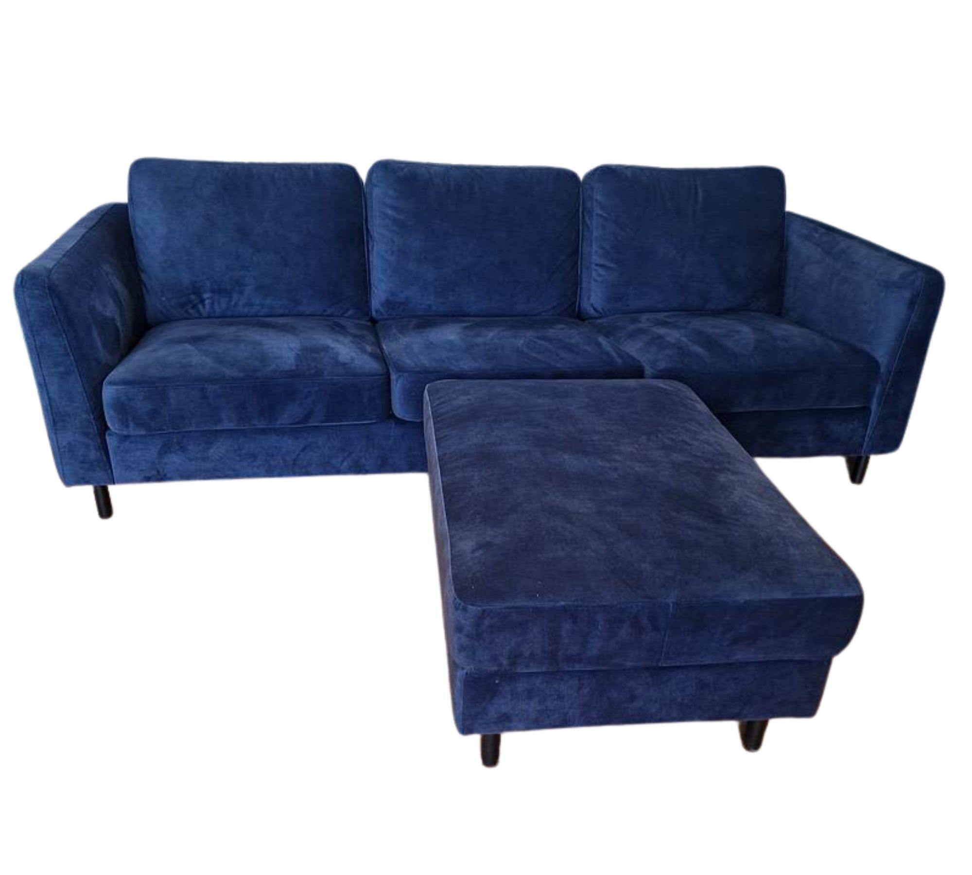 3-Sitzer Sofa mit Hocker Blau
