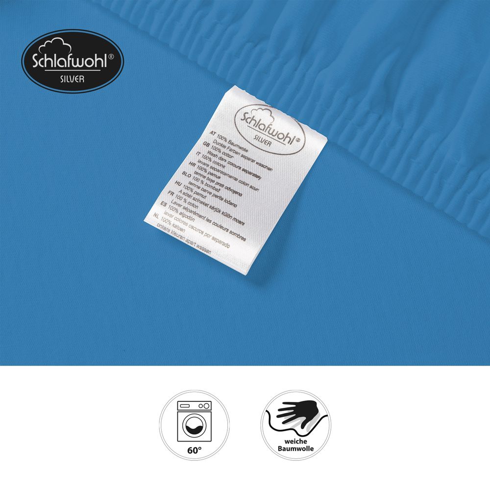Spannleintuch für Boxspringbett aus Baumwolle Blau