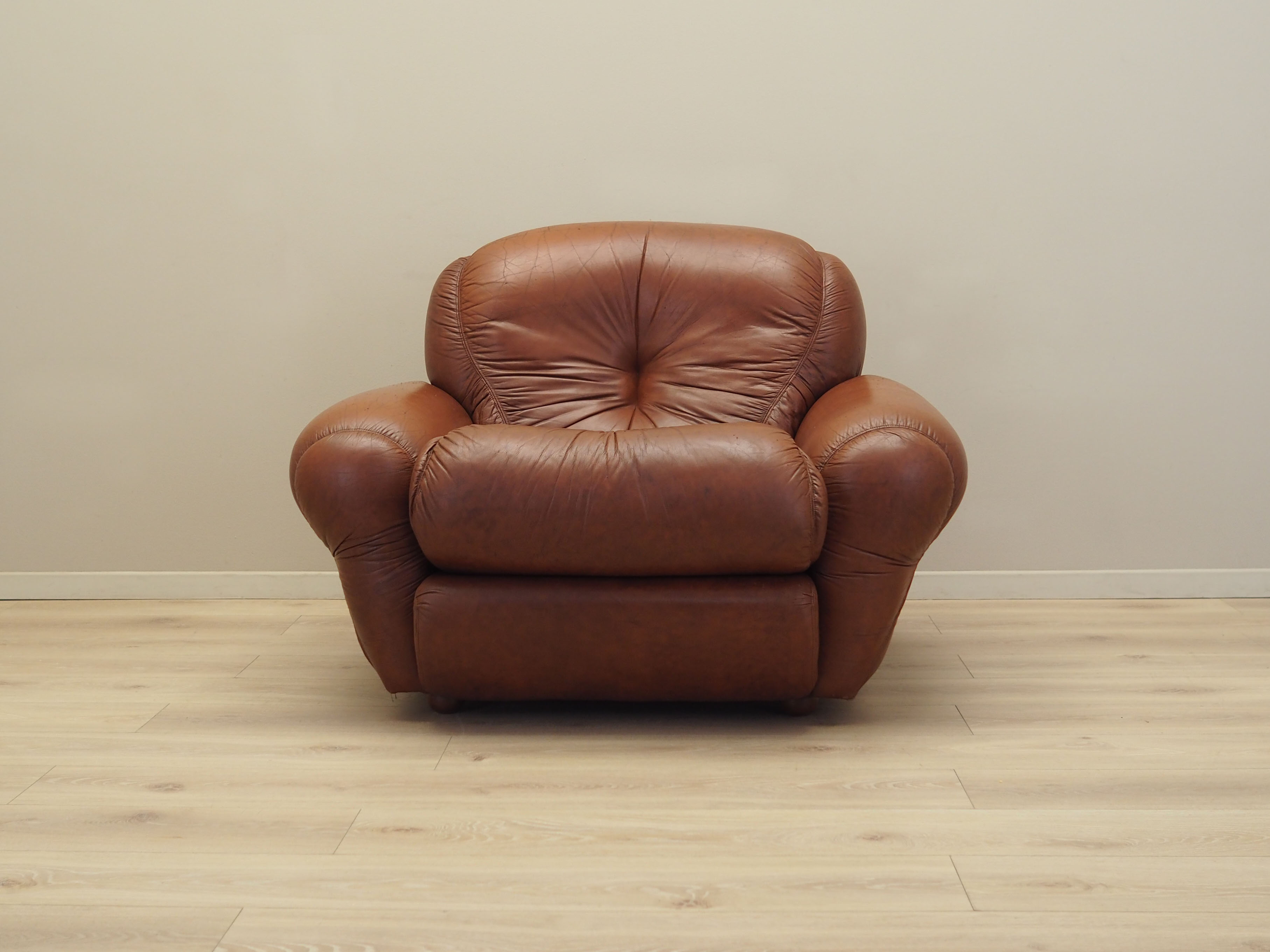 Sessel Leder Braun 1970er Jahre