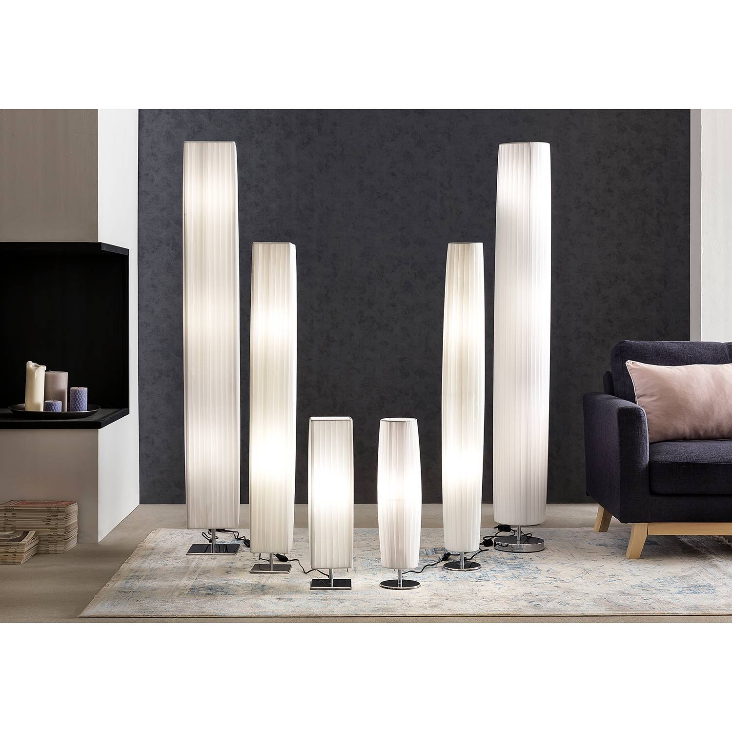 3-Flammig Stehleuchte Relva III Polyester PVC Edelstahl
