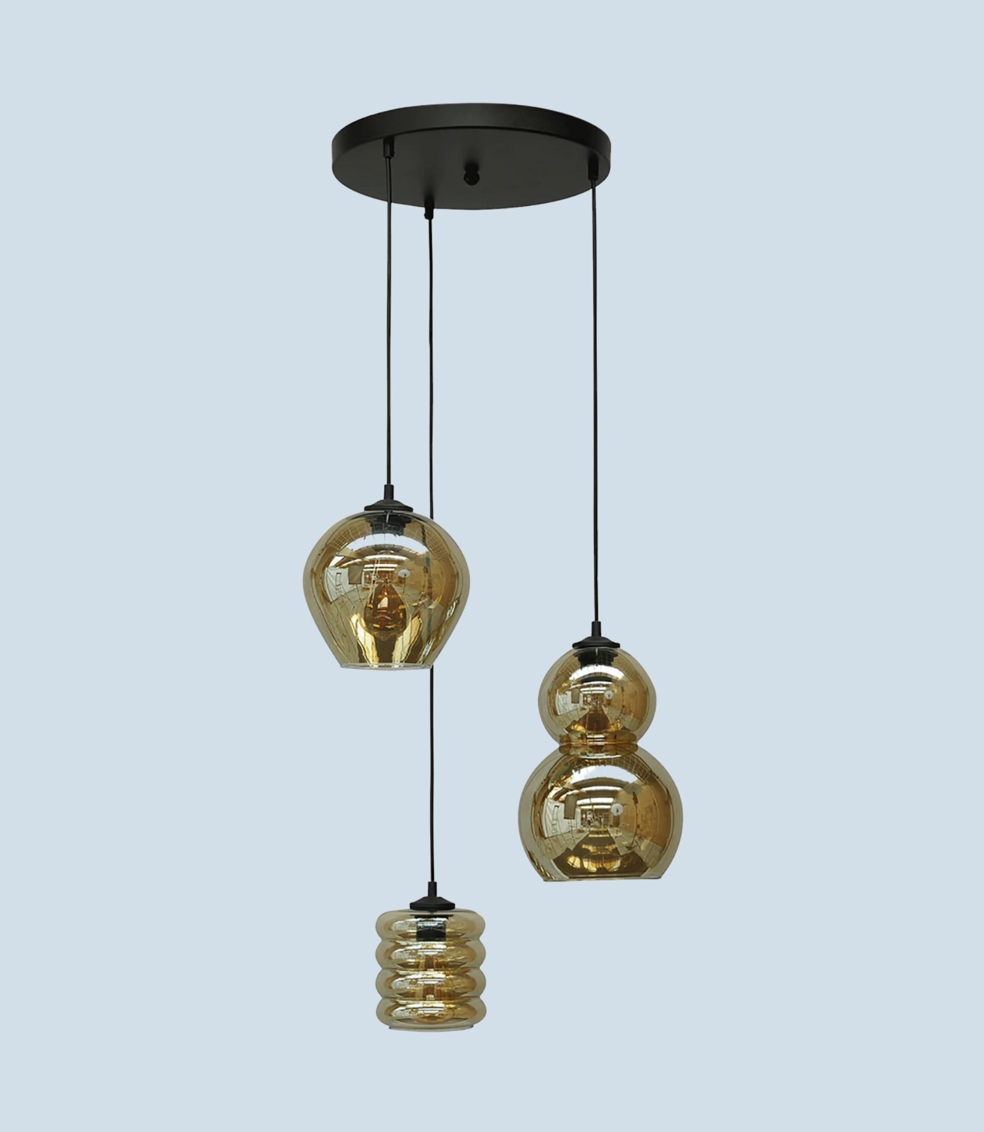 Rauchglas Pendelleuchte 3-Flammig