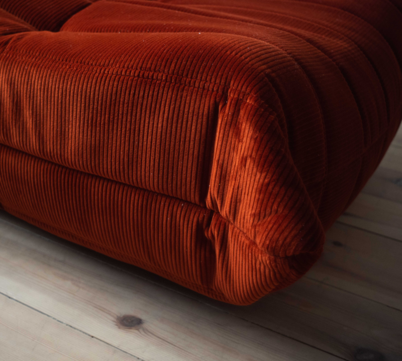 Togo Armchair and Ottoman Set Cord Amber Orange