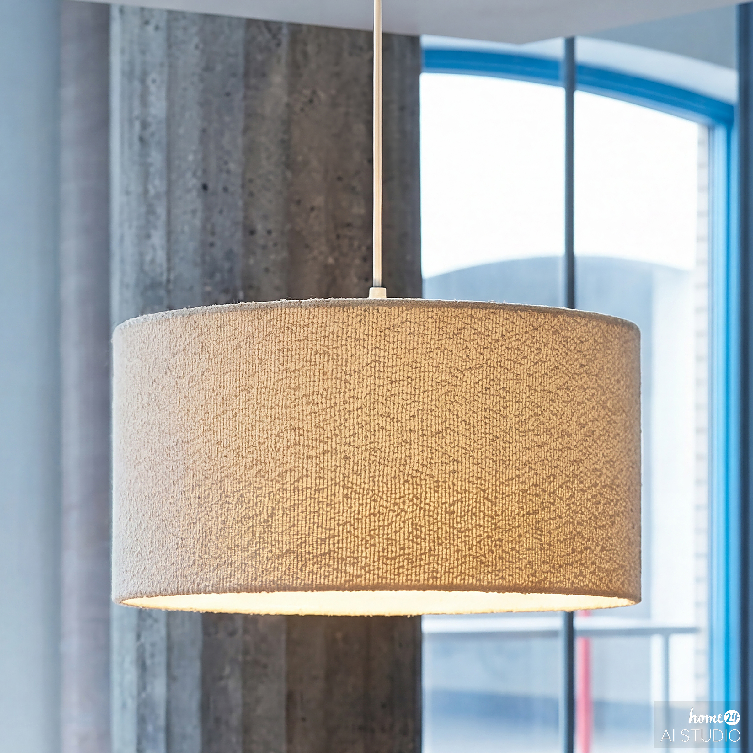 Pendant light Yaro iron linen 1-light beige 40 cm