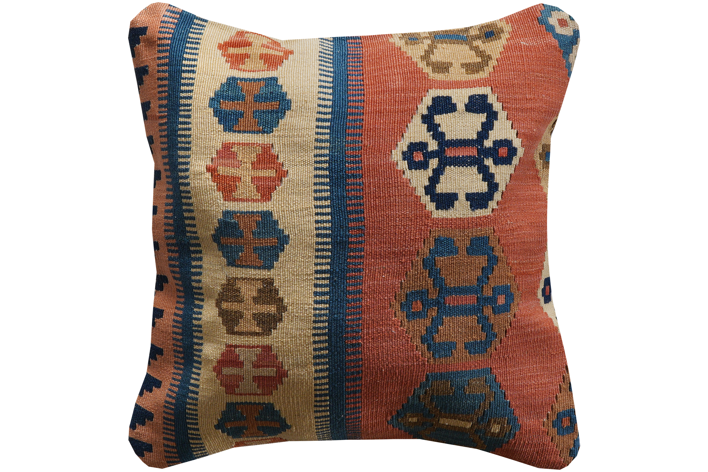 Kelim Kissen Wolle Baumwolle Mehrfarbig