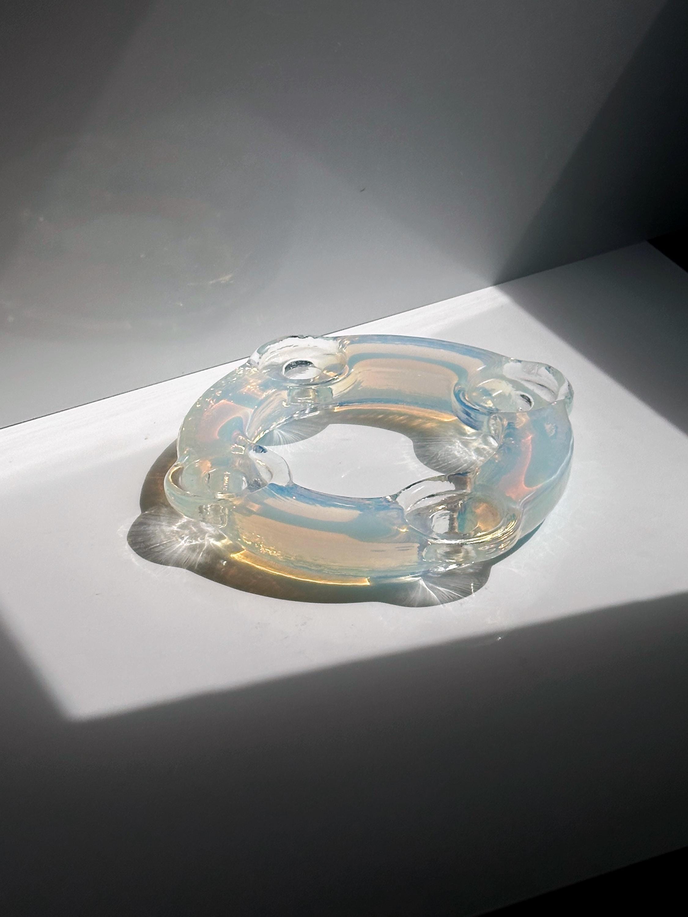 Vintage candlestick opal glass 1960s