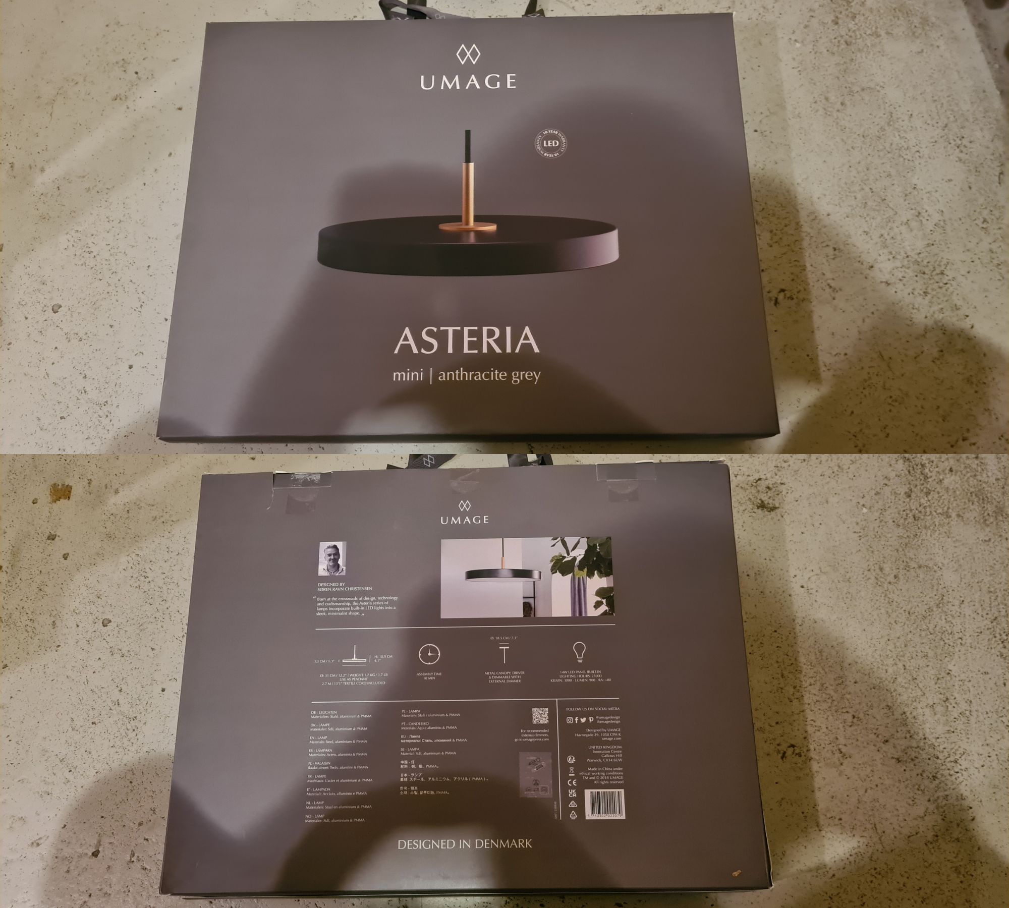Asteria Mini Pendelleuchte Metall Grau