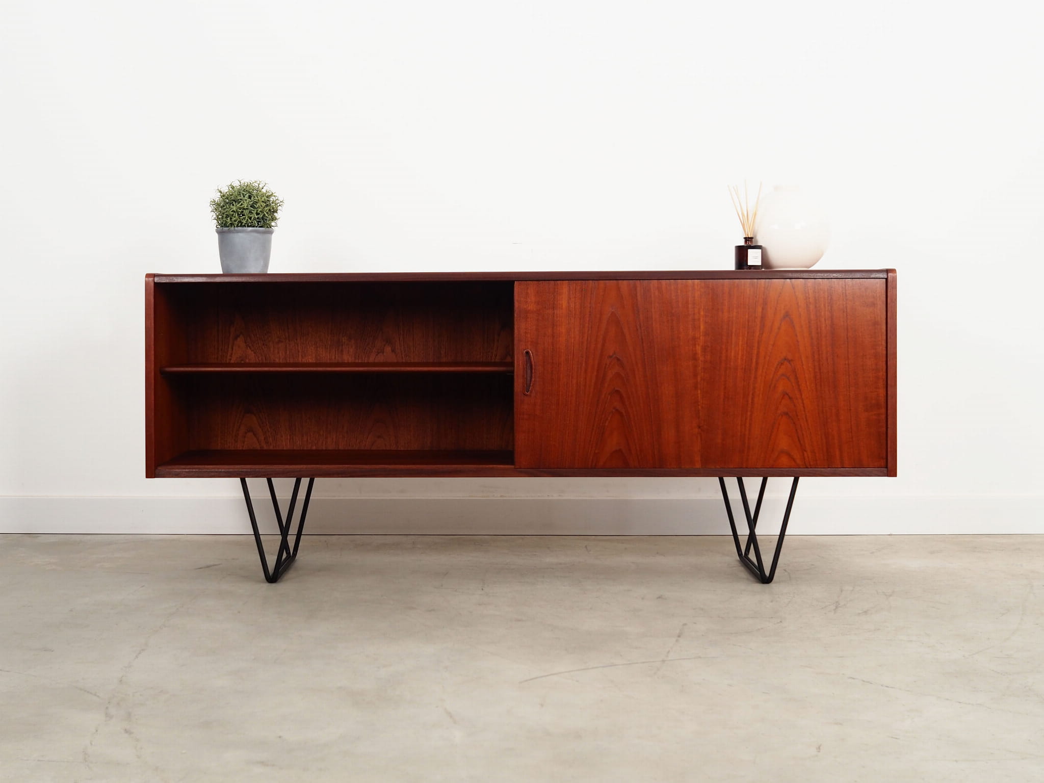 Vintage Sideboard Teakholz Metall Braun 1970er Jahre