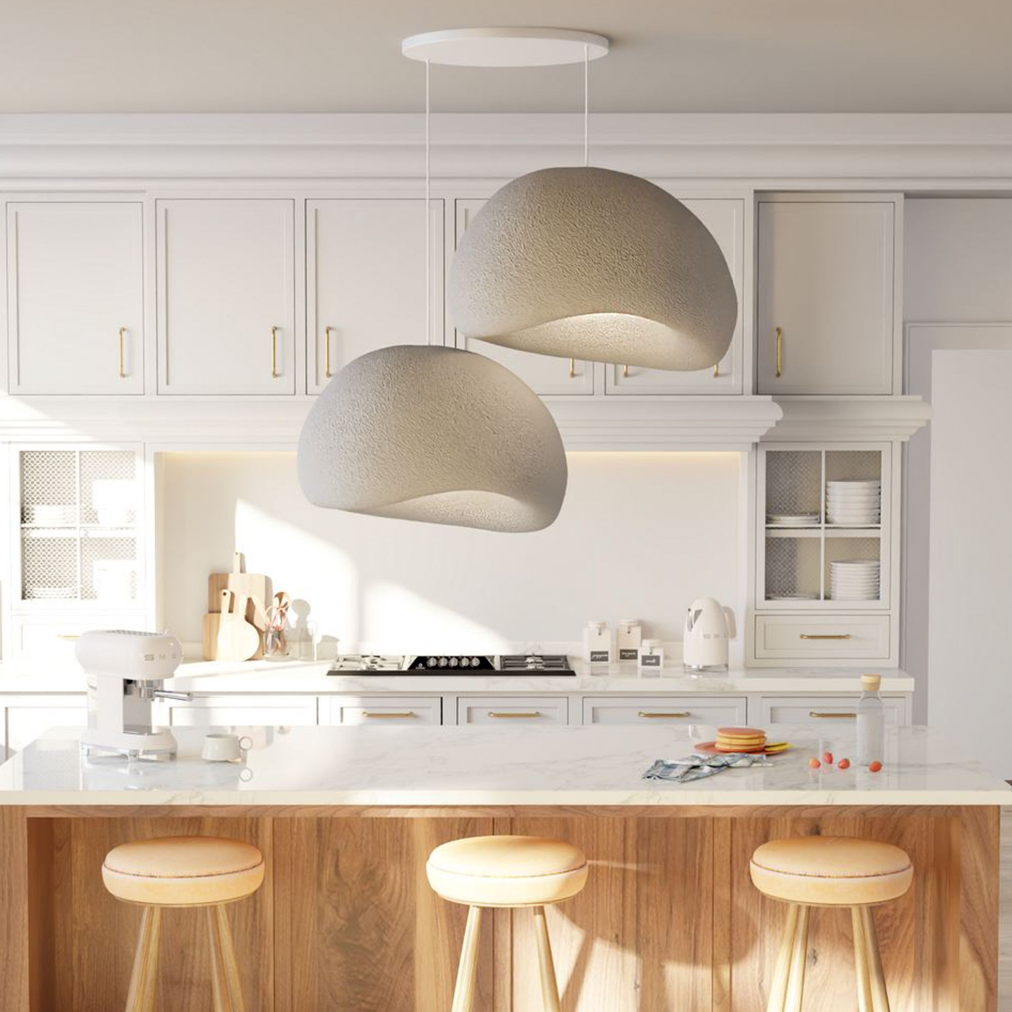2-Flammig Wabi Sabi Dustfalls Pendelleuchte Beton Grau