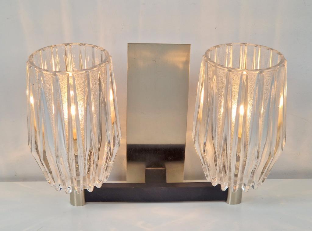 Vintage Wandlampe Glas 70er Jahre Metall