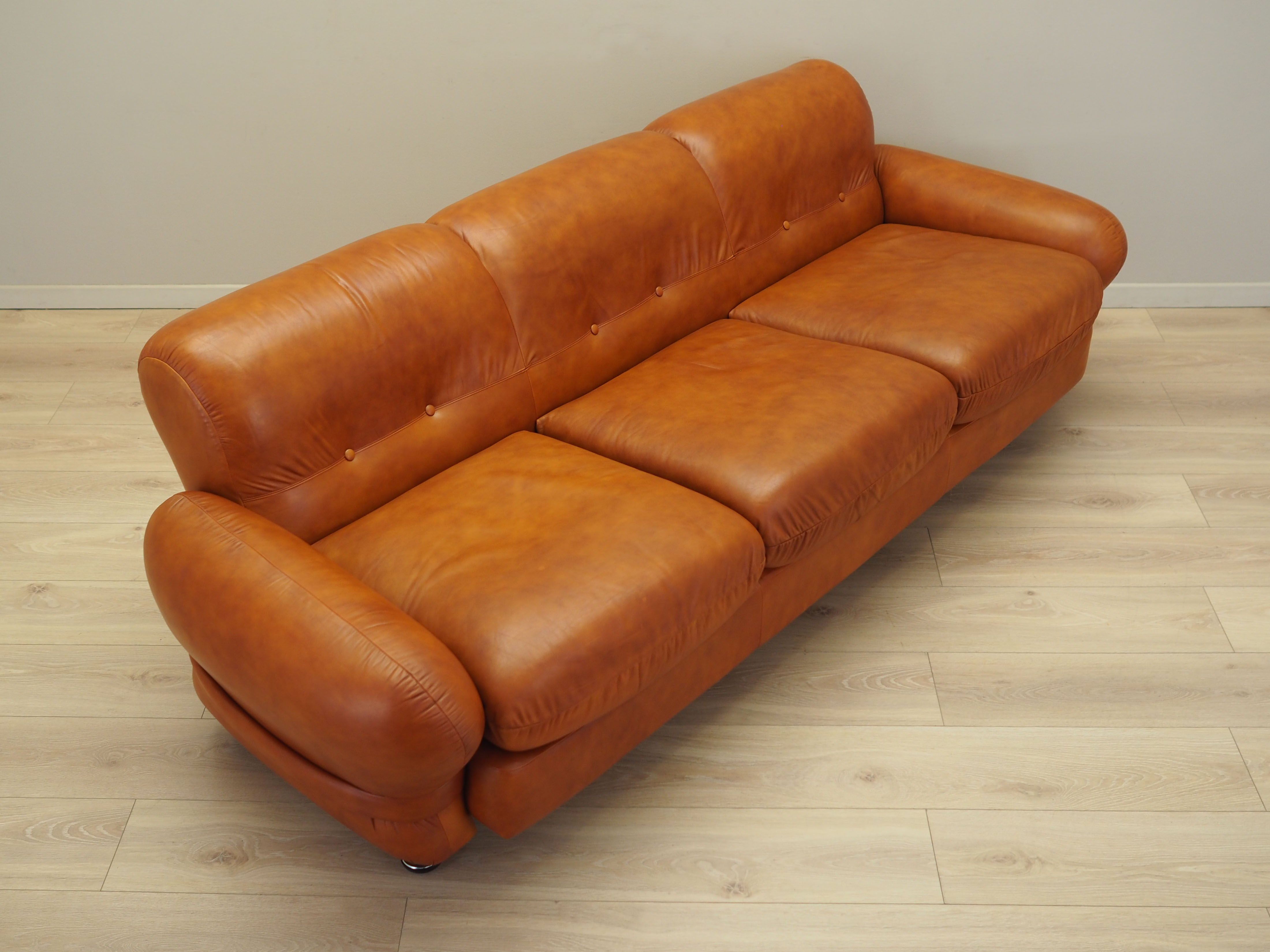 Sofa Leder Rot 1970er Jahre