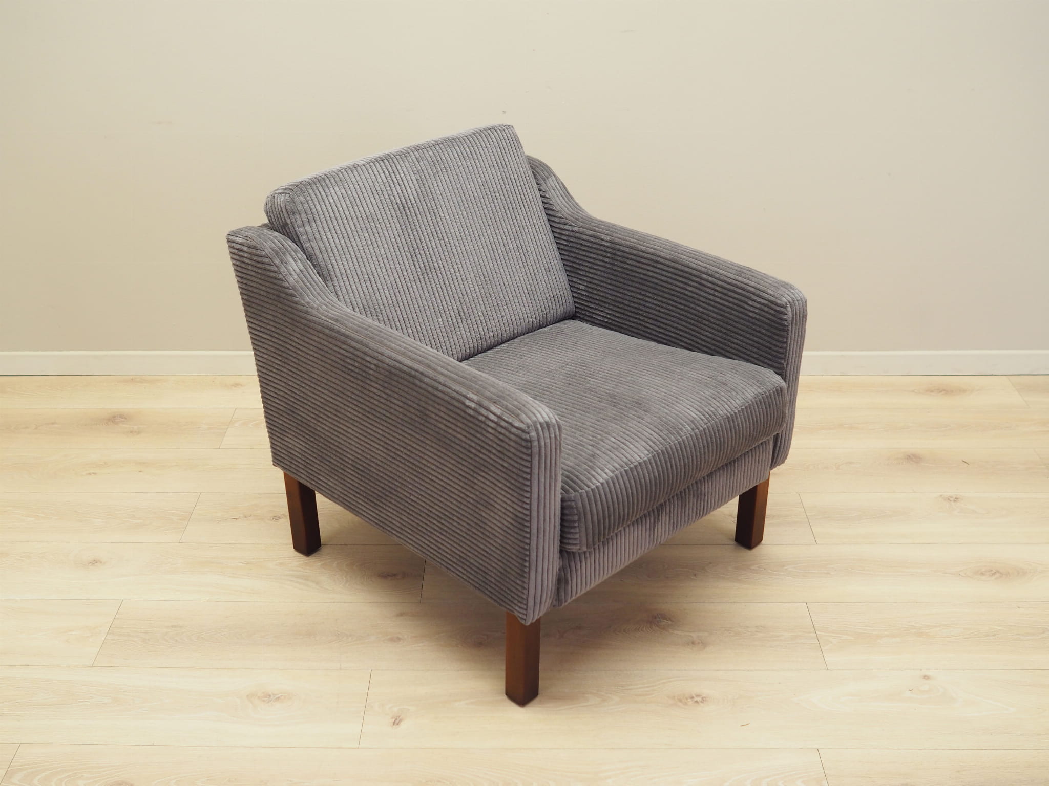Vintage armchair beech wood velvet grey 1970s