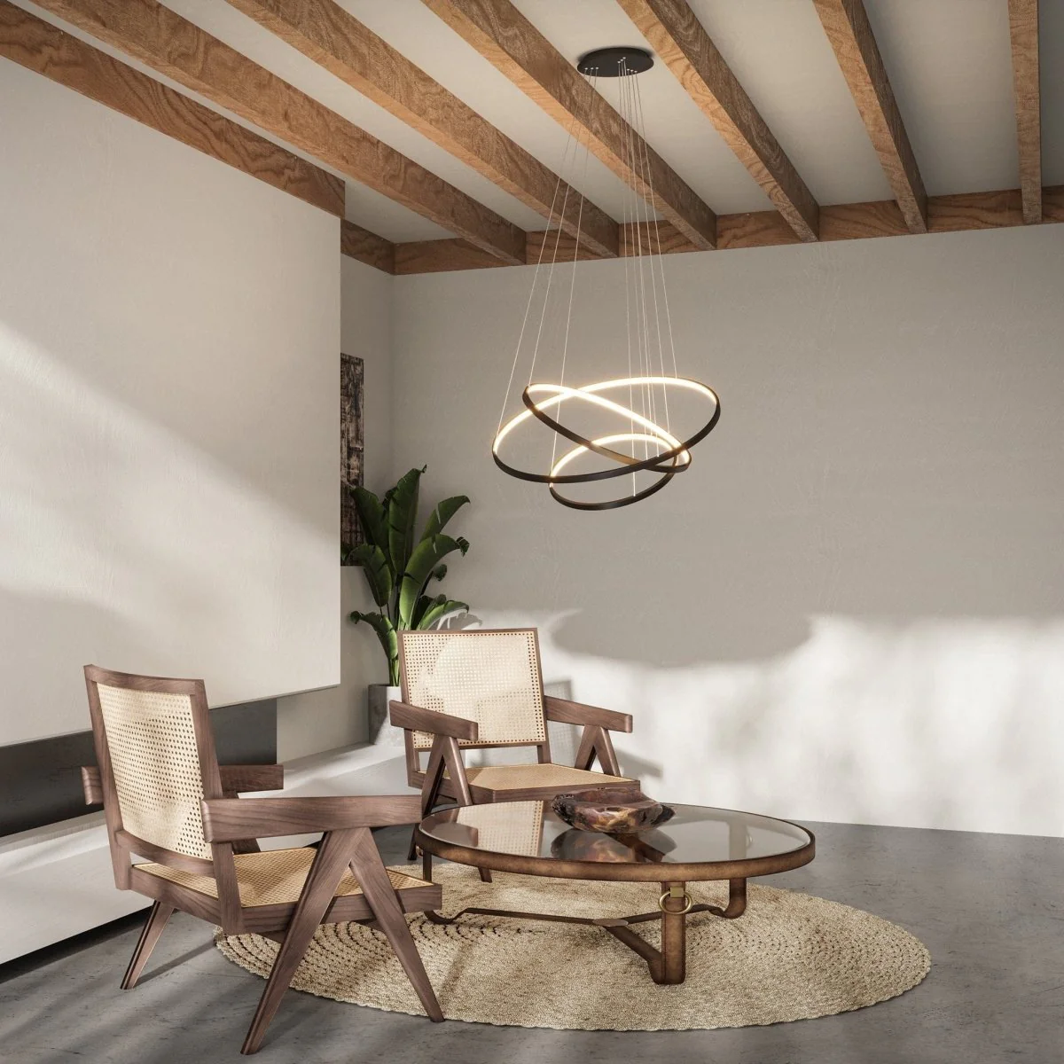 Ring-shaped LED pendant luminaire OUREA Black