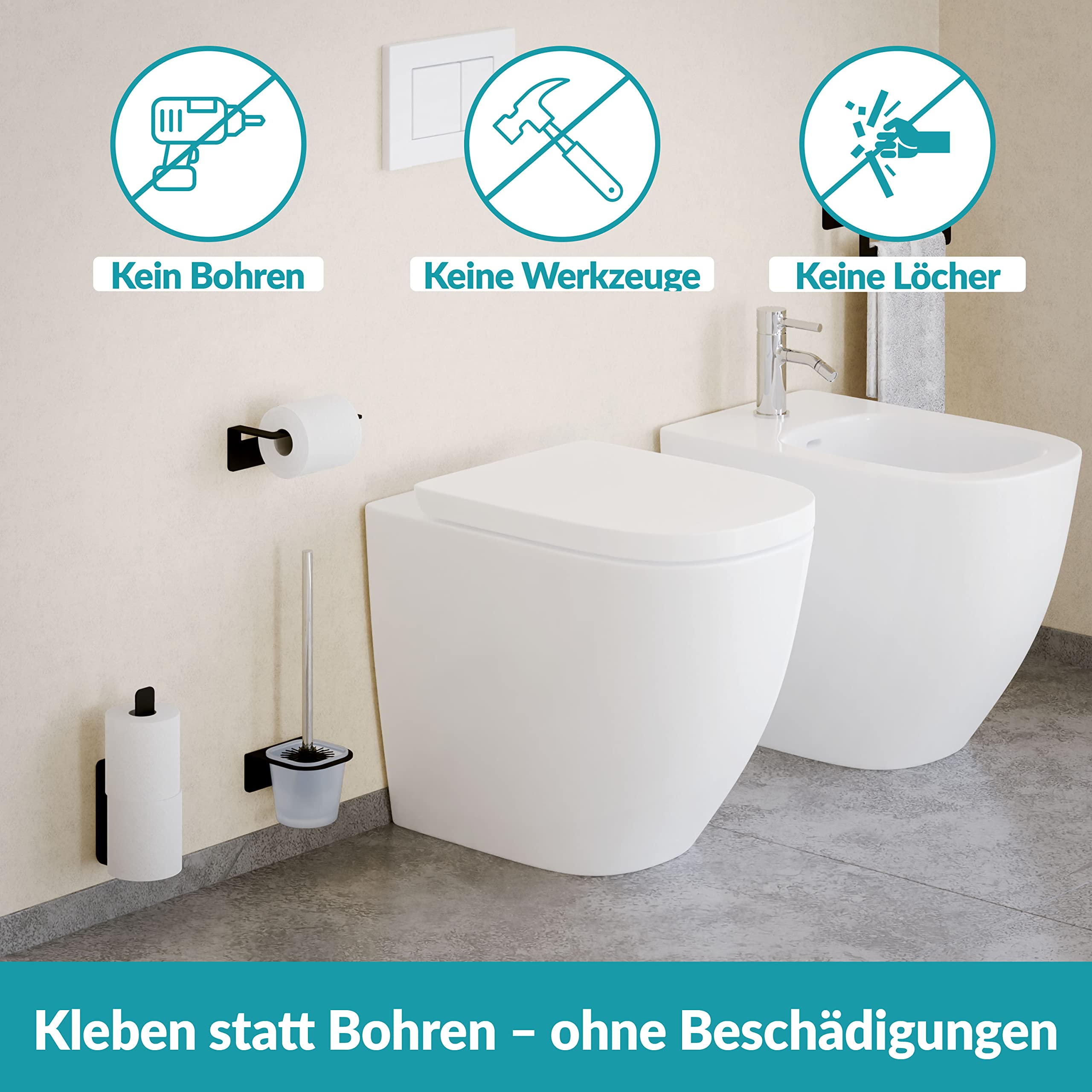 WC-Ersatzrollenhalter Edelstahl Schwarz