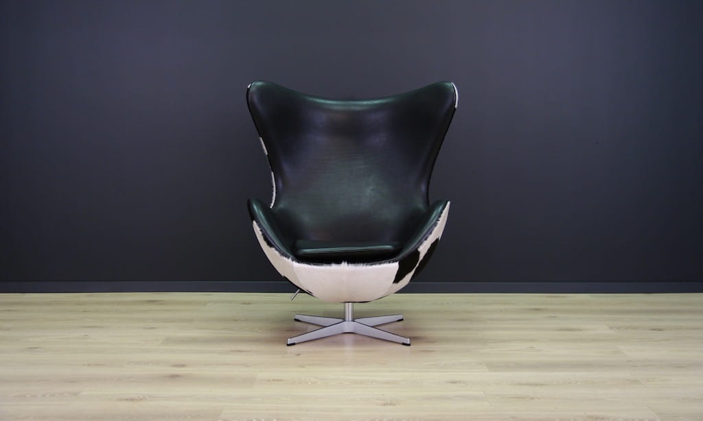 Egg Sessel Leder Arne Jacobsen Weiß Schwarz 
