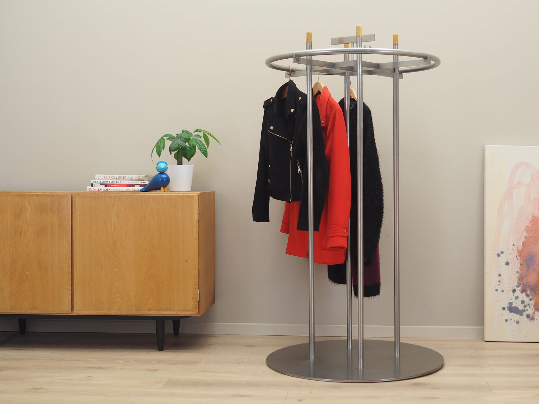 Vintage coat rack metal silver 1990s