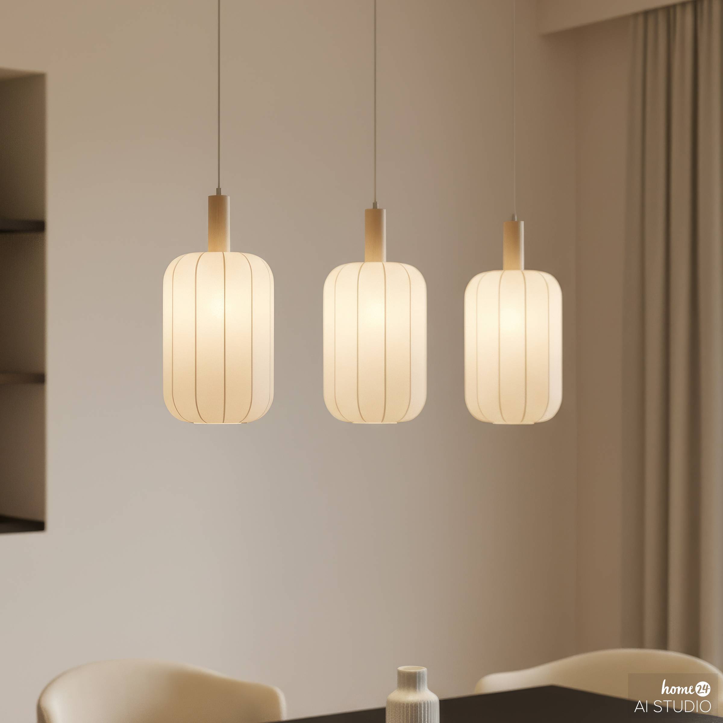 3-Flammig ONI Pendelleuchte Nylon Eisen Beige