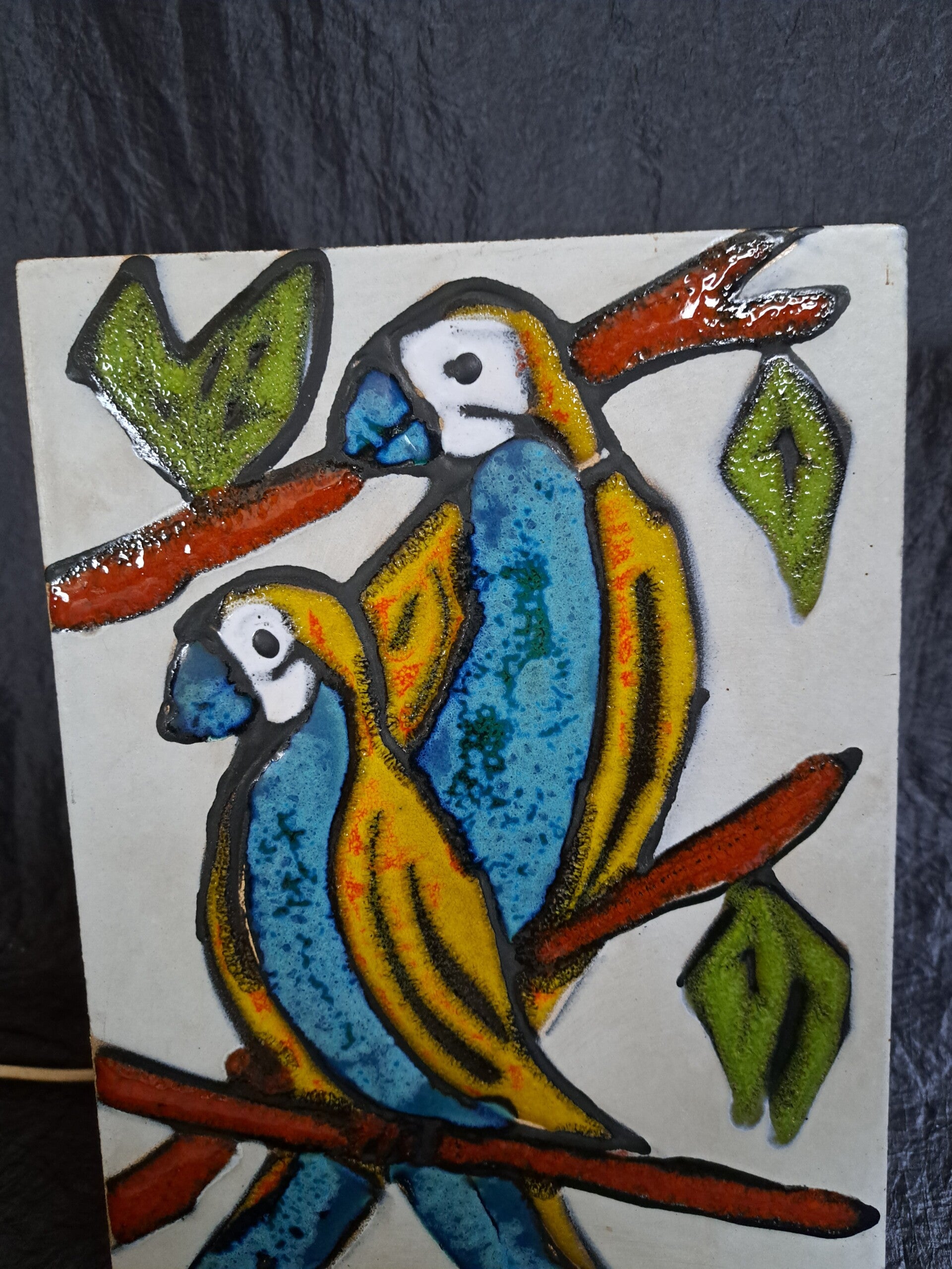 Vintage Wandfliese Keramik Mehrfarbig