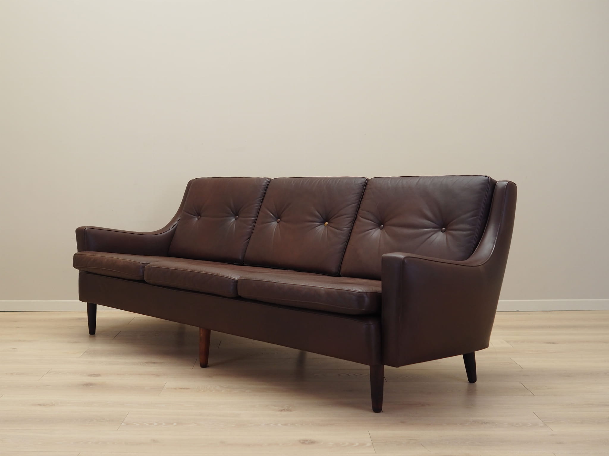 Sofa Leder Braun 1960er Jahre