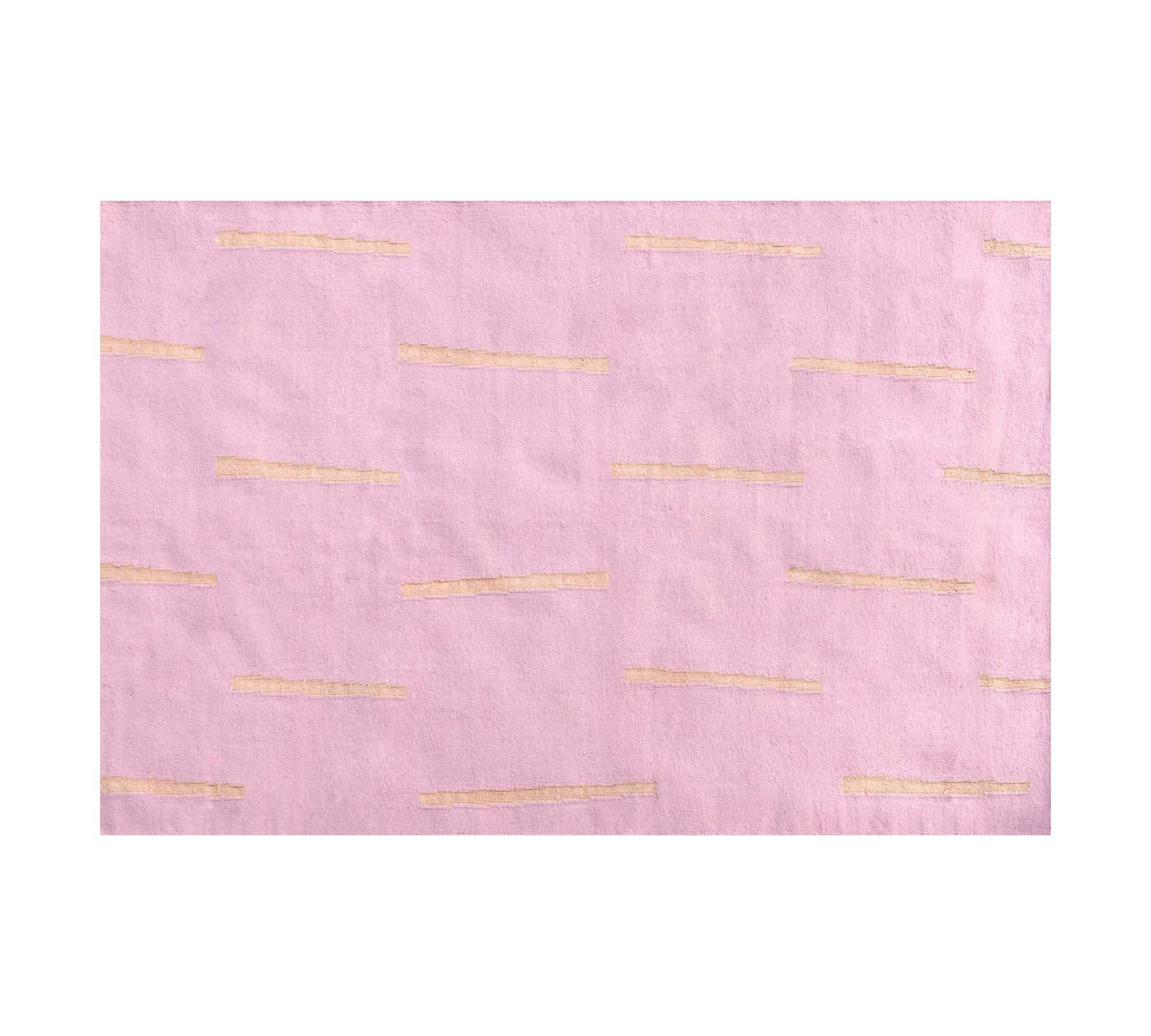 Woll-Kilim Teppich Streifen Rosa 230 x 300 cm