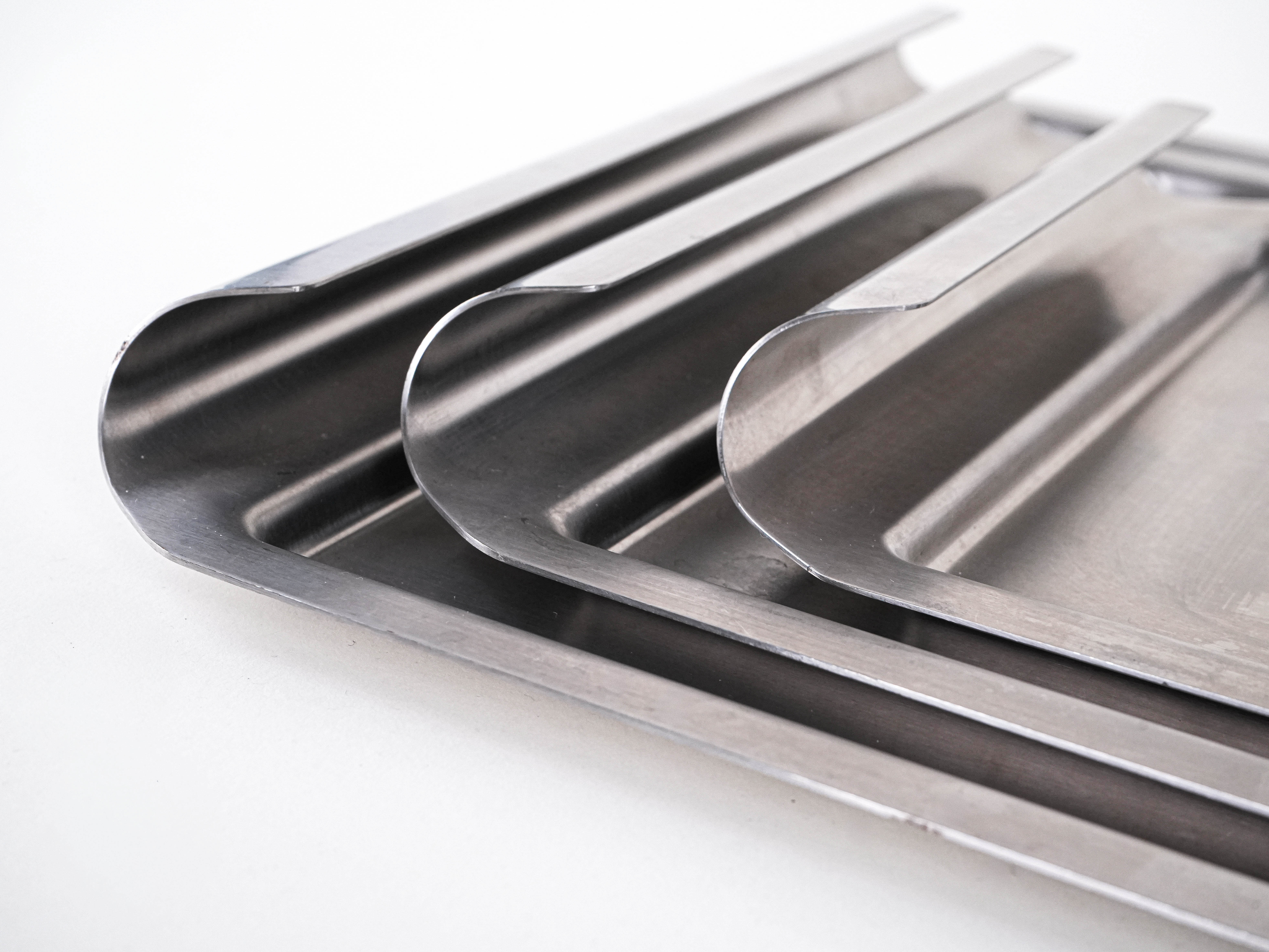 Set of 2 Stainless Steel Trays 1970s