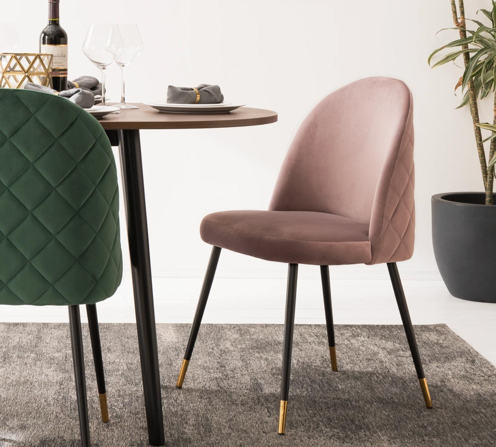 Upholstered chair velvet dusty pink